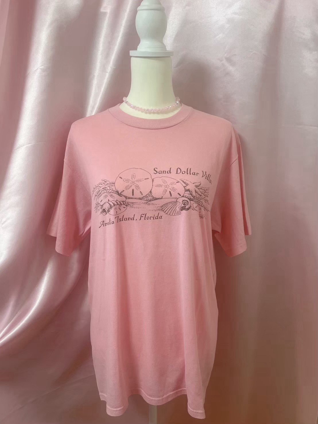 Vintage 1980s Pink Shell Graphic T Shirt Made in USA Size XL