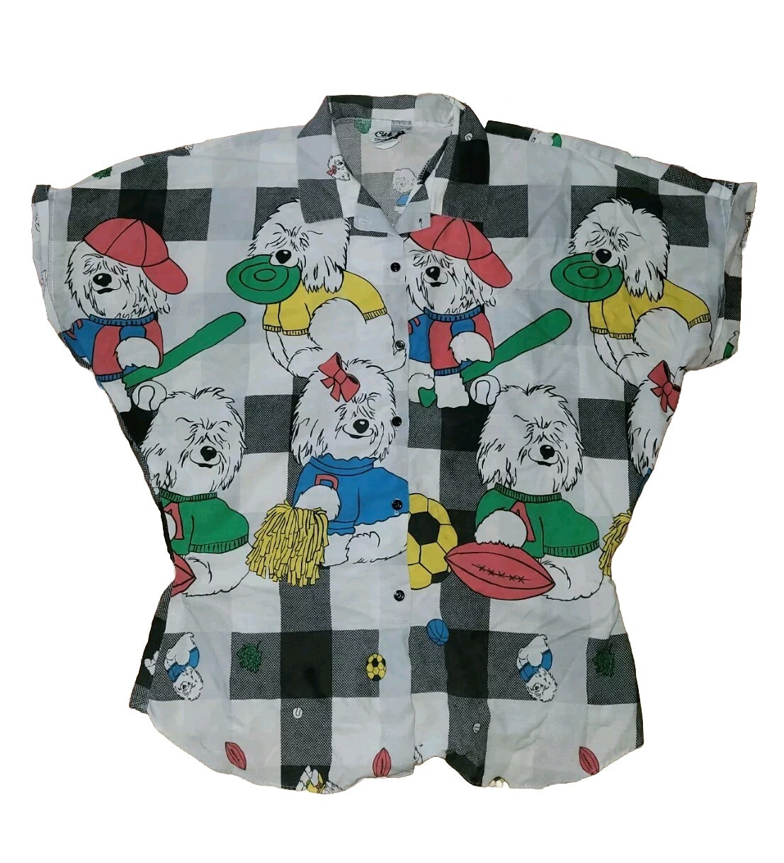 Vtg. 80’s Women’s California Connection Sheepadoodle Sheepdog Baseball Shirt XL