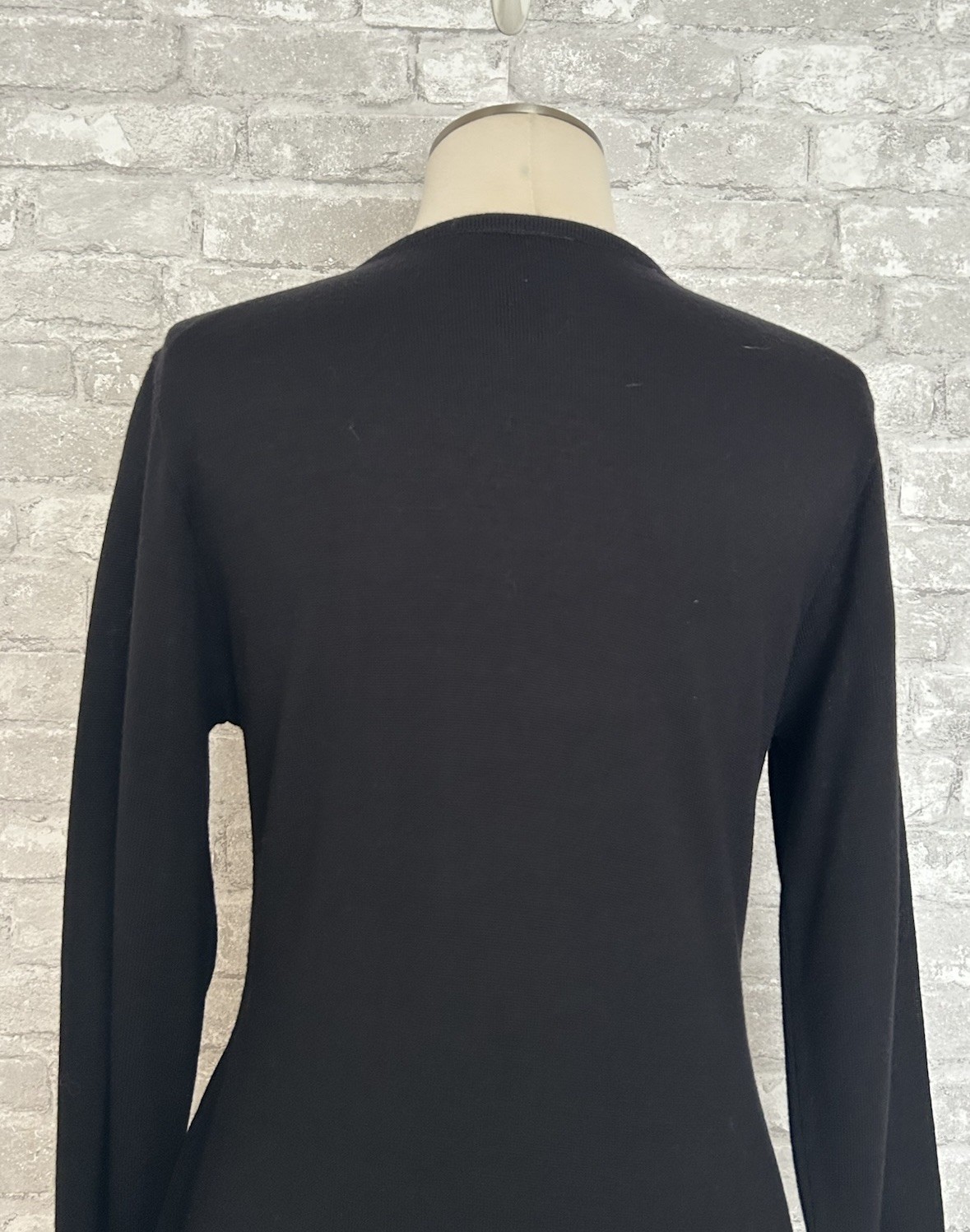 Carole Little M Vtg Black 2 Piece Skirt Set Beaded Asymmmetrical Overlap Sweater