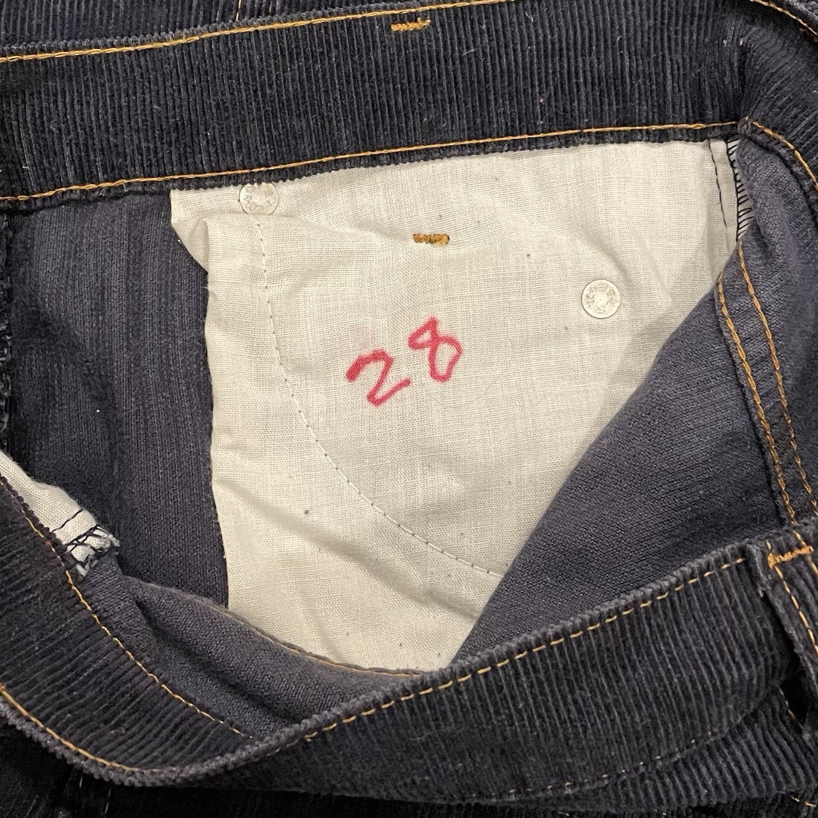 Vintage 70s Levis Orange Tab 716 Student Blue Corduroy Pants 28×32