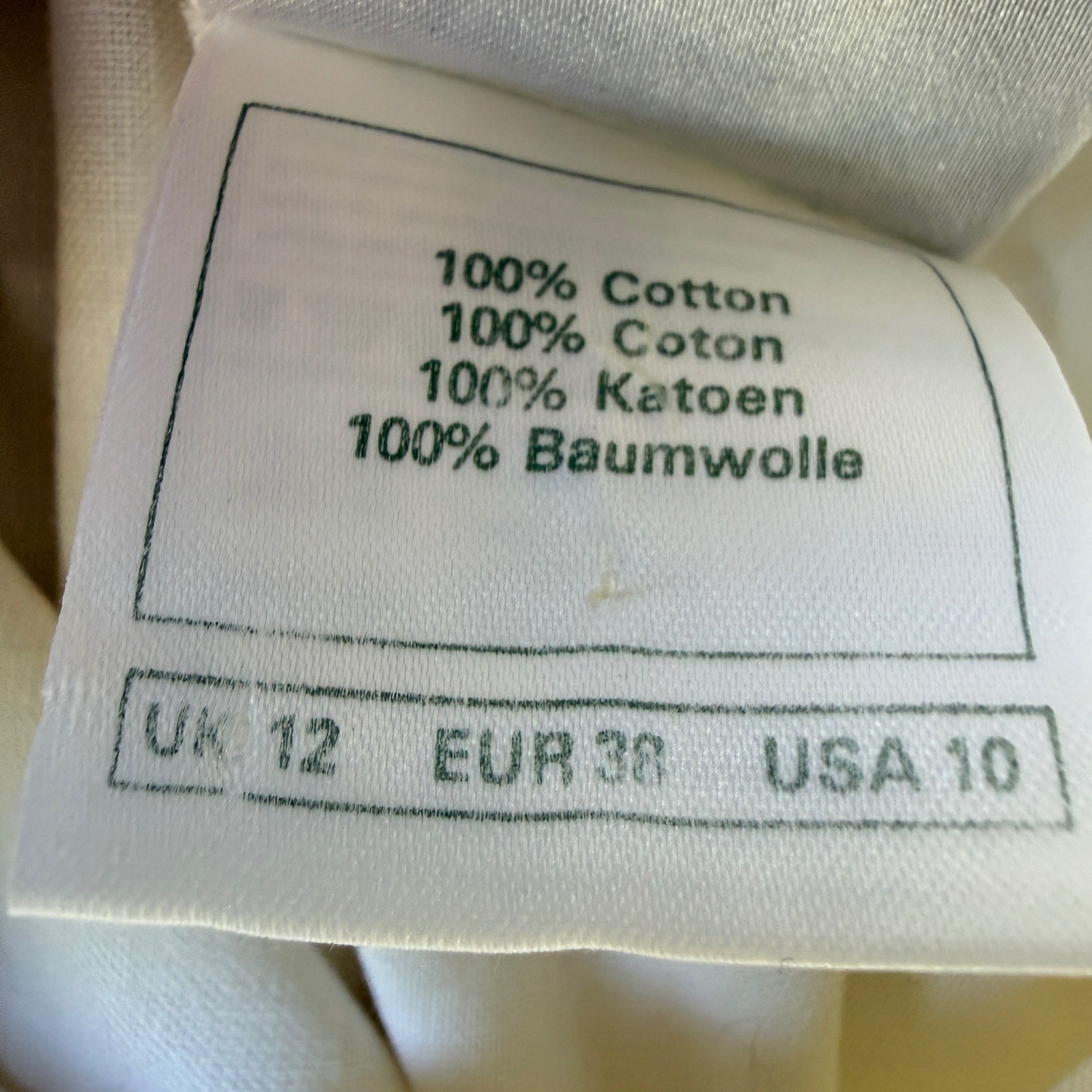 Laura Ashley Dress Womens 10 Cream Vintage 80s Cotton Puff Sleeve Midi V-Neck