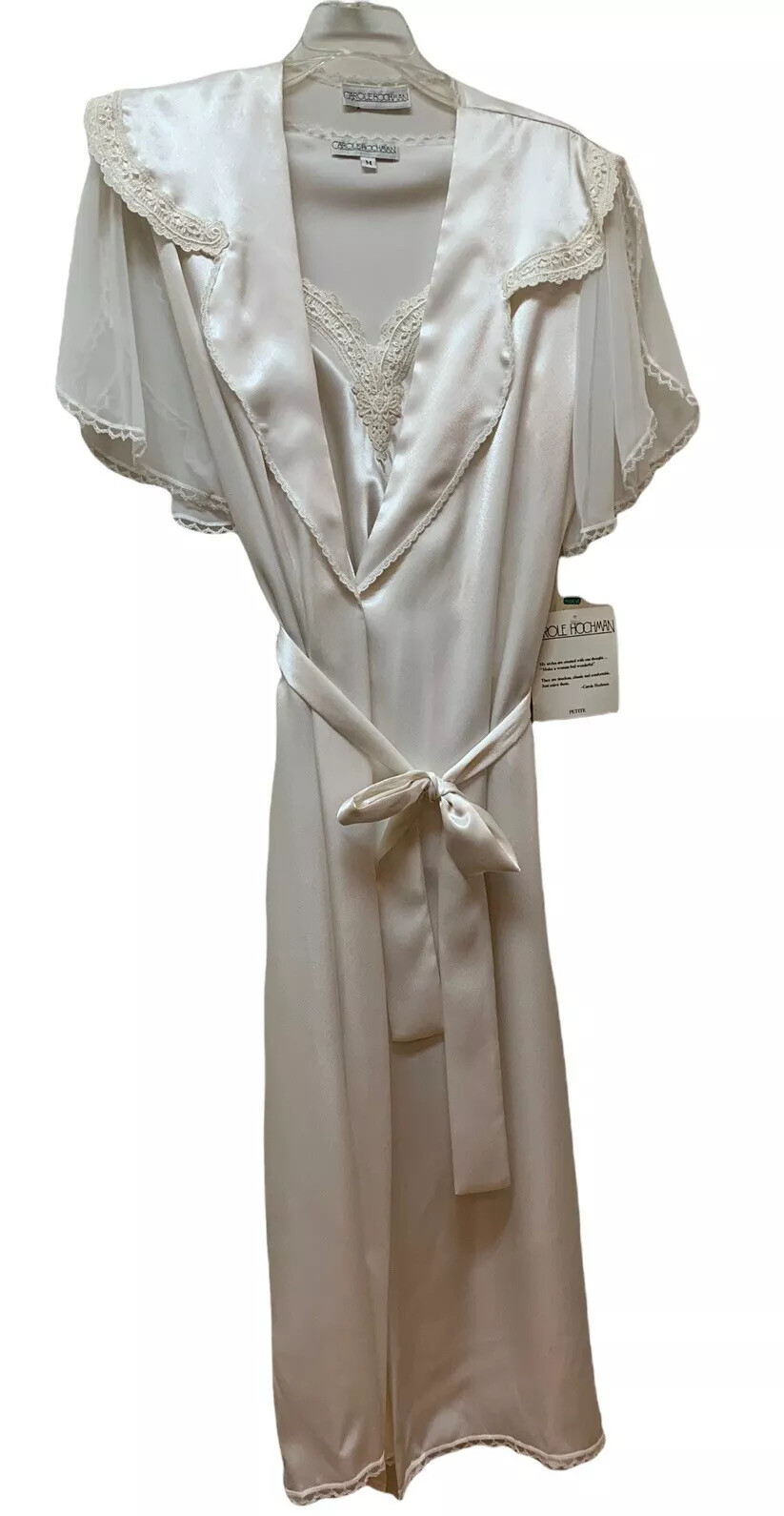 Vintage Peignoir Set Camisole & Robe Silky Satin Retro Glam Union Made NEW NOS