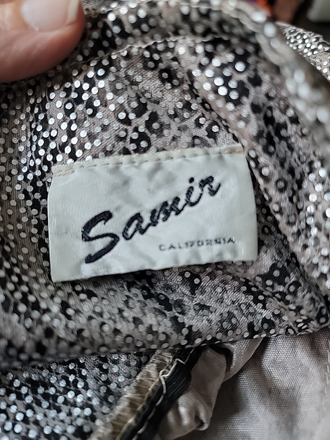 Vintage 80s Snakeskin Sparkle Jumpsuit With Bling Broche Rock Dissco Party 12?