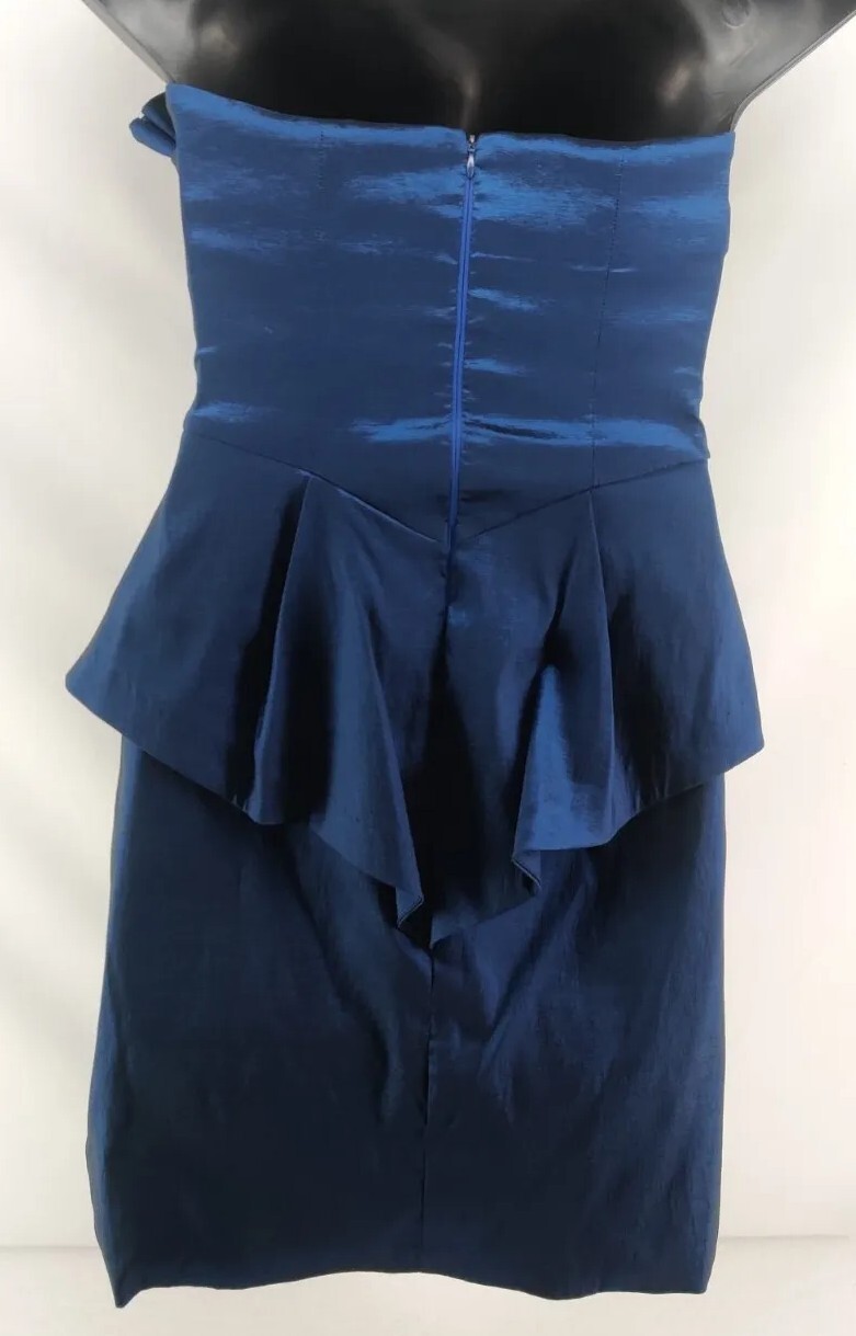 Vintage Diana Blue Metallic Strapless Party / Prom Dress Size XL (Runs Small)
