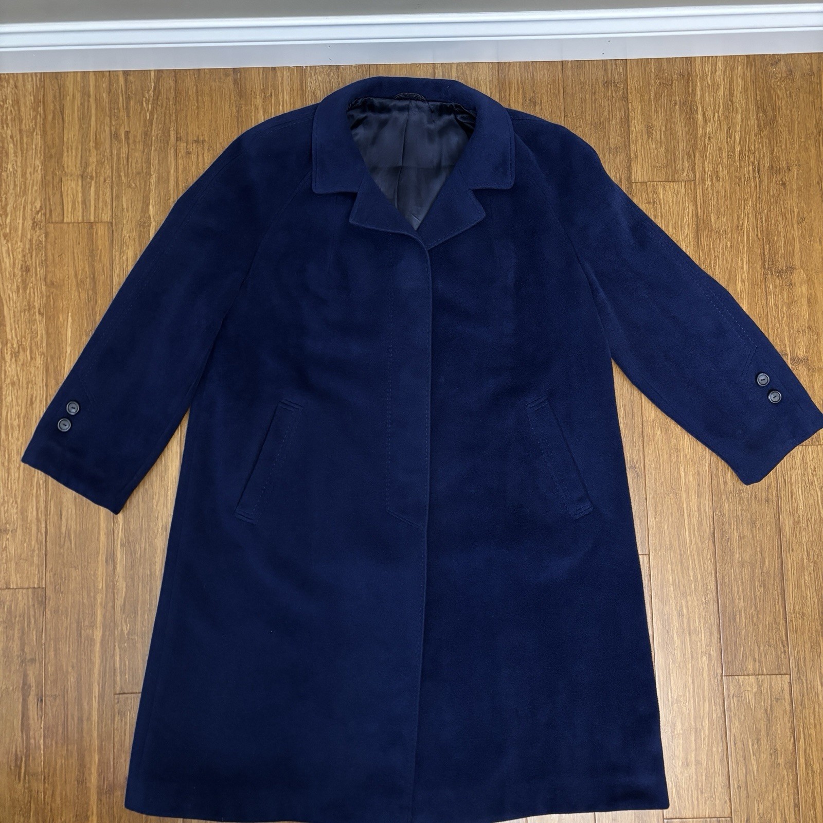 VTG Women’s Blue Del Mod International Camel Hair & Wool Blend Lined Pea Coat 42