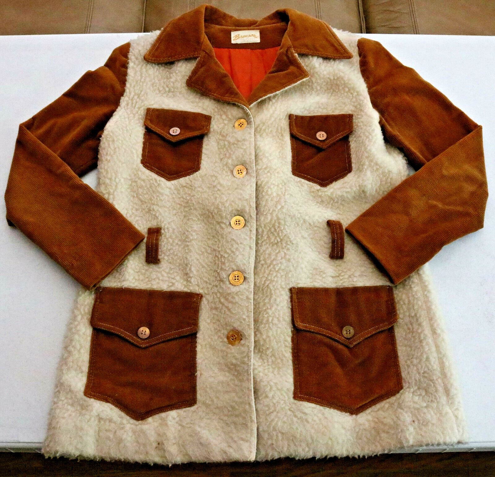 Vintage 1970s Bronson California Light Fuzzy Furry Jacket L / XL 40″ sz 13-14 LA