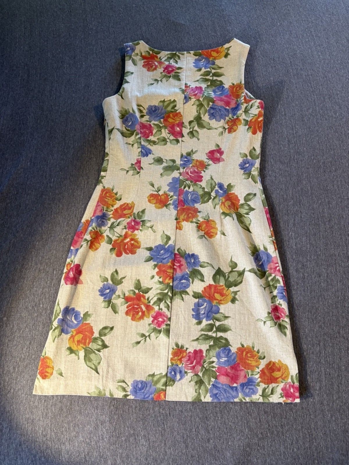 Vintage 90s Raw Silk Mini Sheath Dress Wallpaper Roses Rustic Texture Minimalist