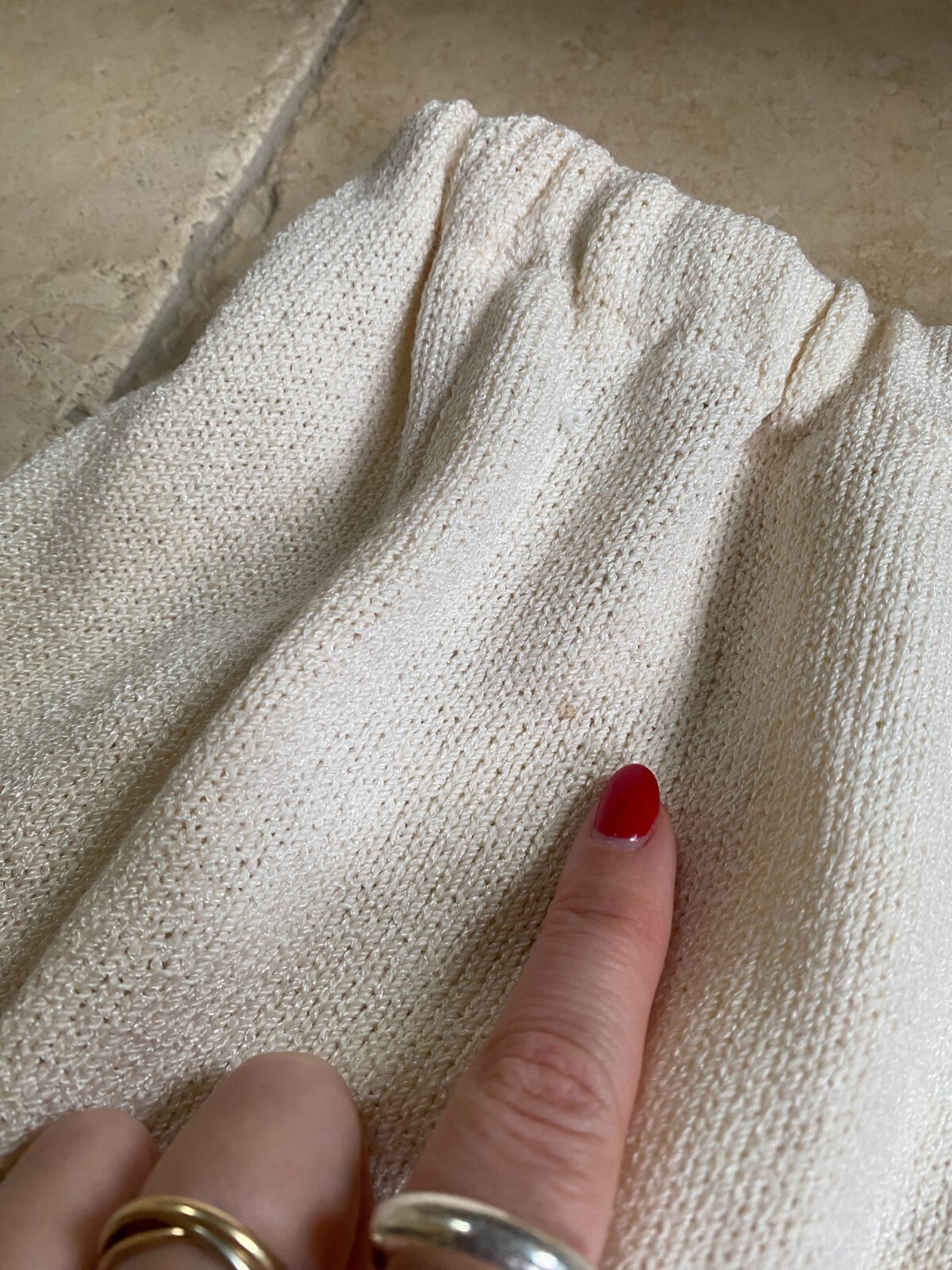 Vintage 1980s Don Sayres for Wellmore Wool Blend Cream Knit Midi Skirt USA