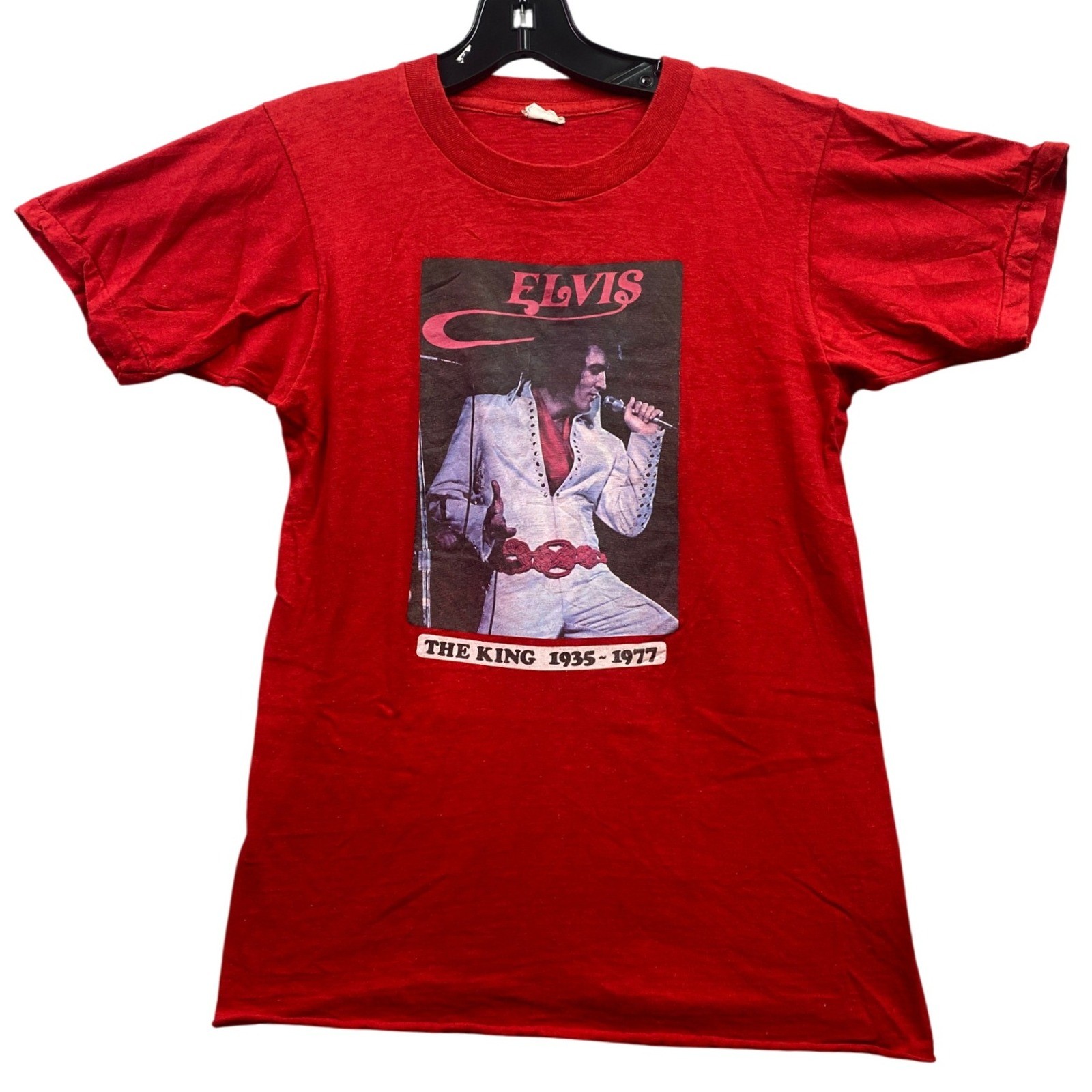 Vintage Elvis Presley Shirt Womens Small Red Single Stitch Punk Rock n Roll