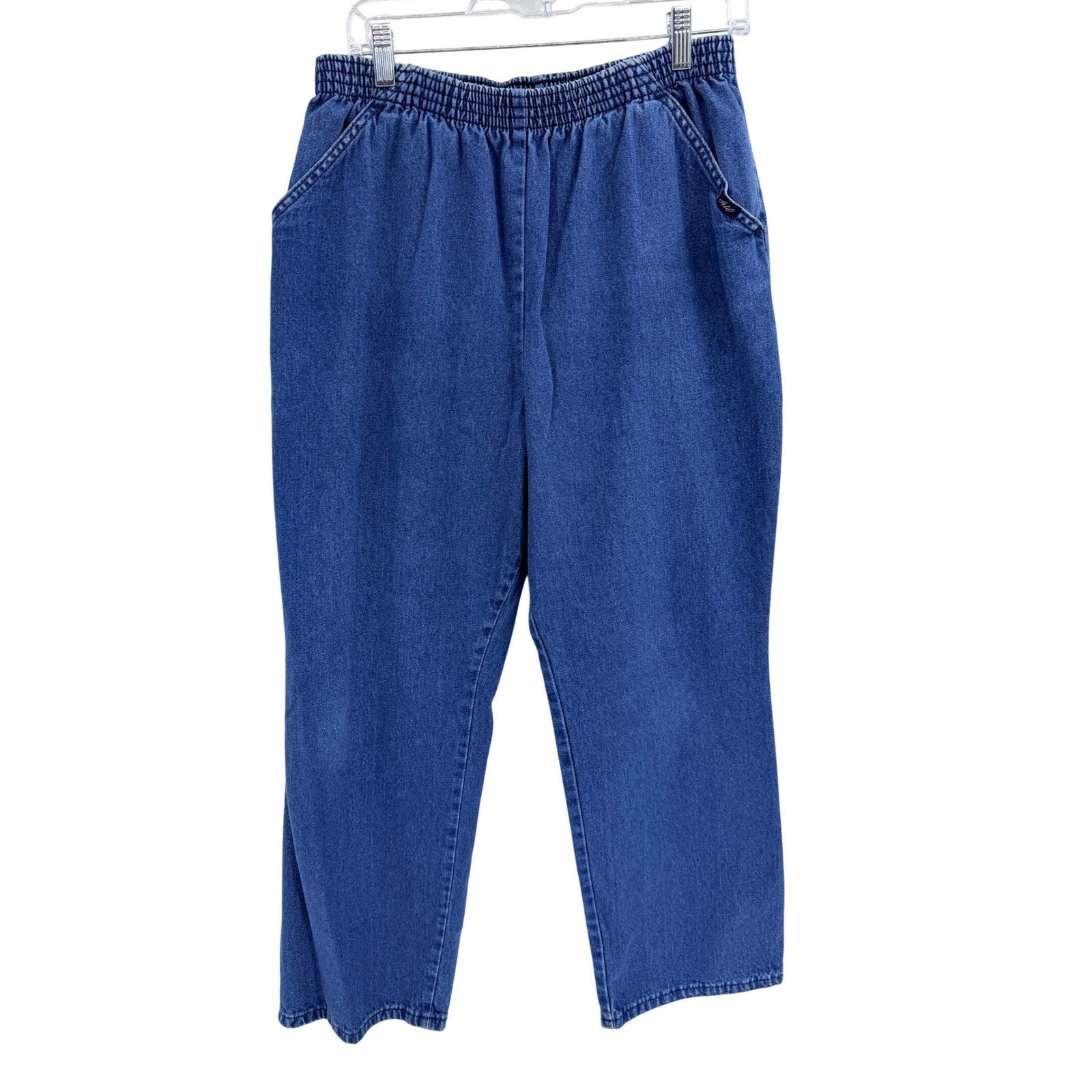 Vintage Grannycore Chic Pull On Denim Trouser Pants 16P Cotton Basic