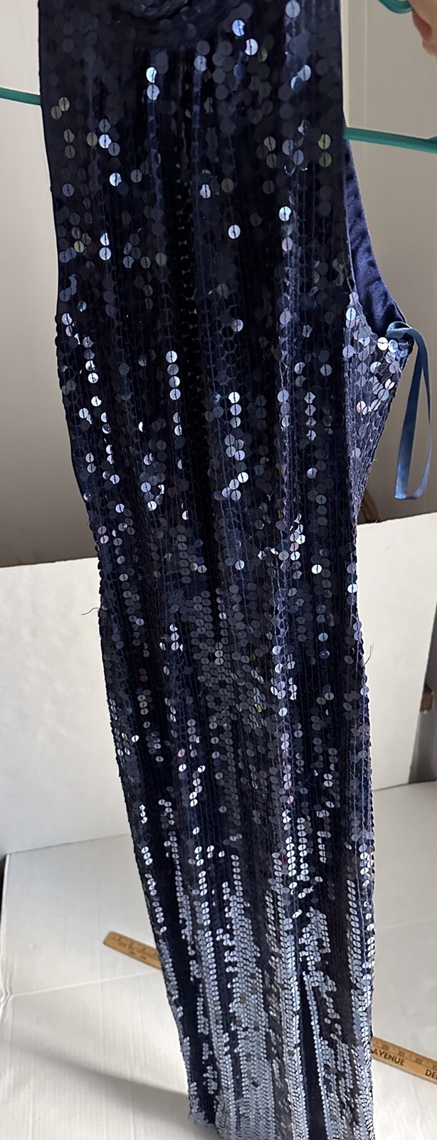Lillie Rubin Exclusive Heavy Blue Mermaid Shimmer Sequin Beaded Dress VTG Size 2