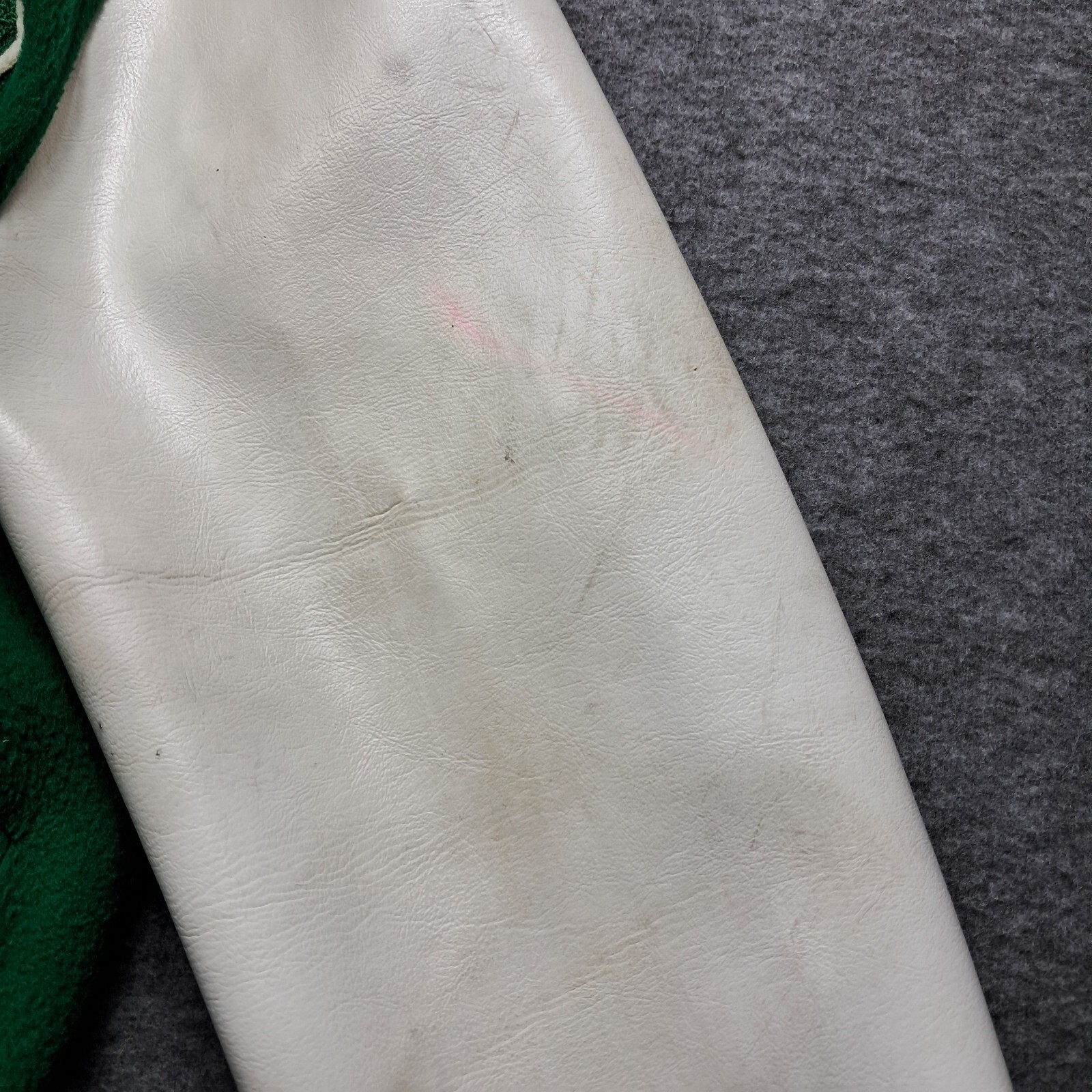 VTG 60s 70s Butwin Lettermans Jacket Green White Wool Vinyl Sleeves Vegan!