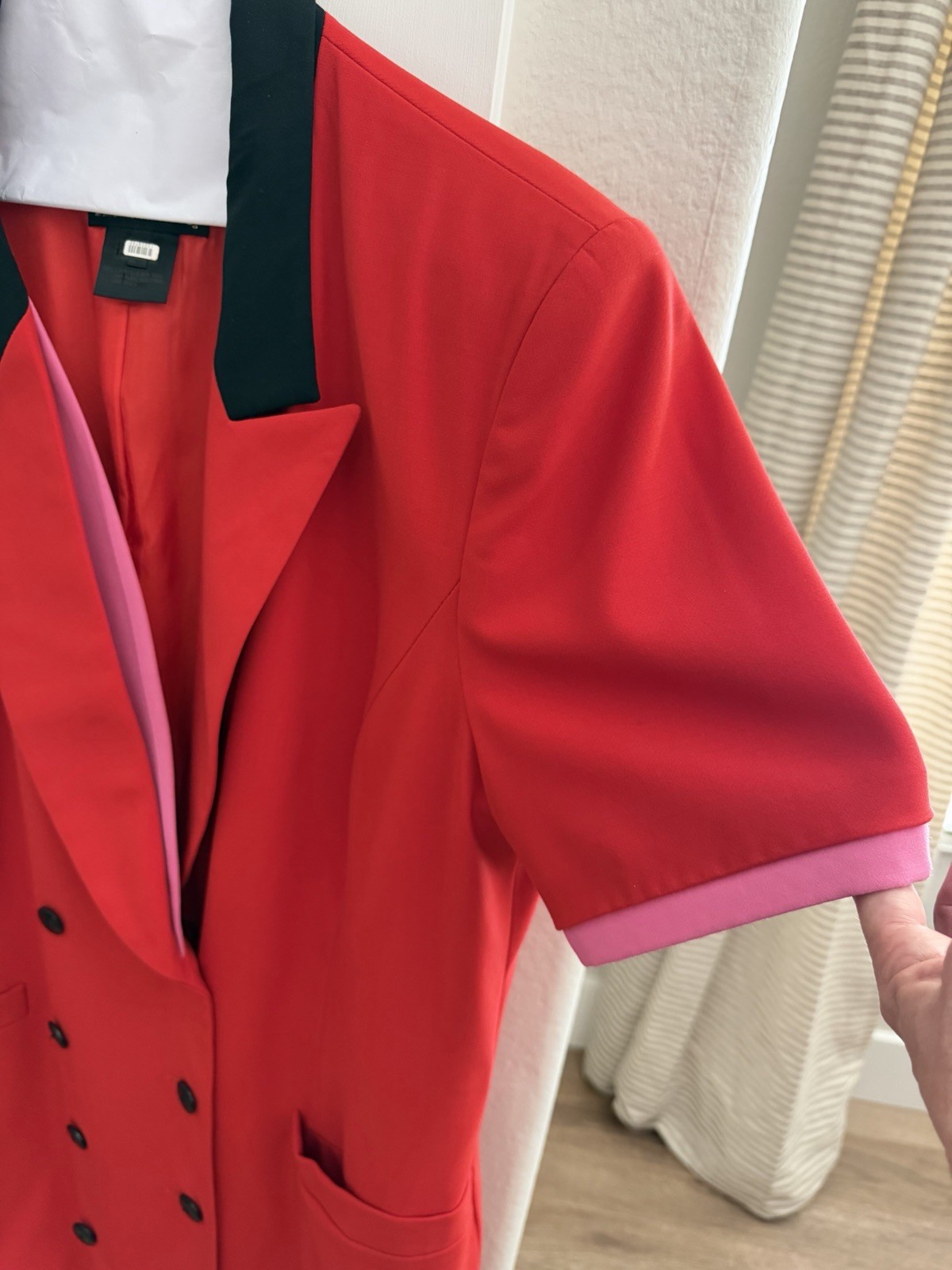 Vintage Escada Margaretha Ley Red Virgin Wool Tuxedo Blazer Dress EU 44