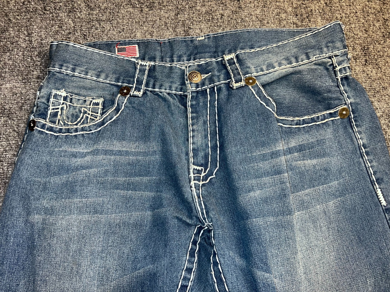 True Religion Billy Super T Jeans Womens 28X30 USA Made Y2K Dark Wash
