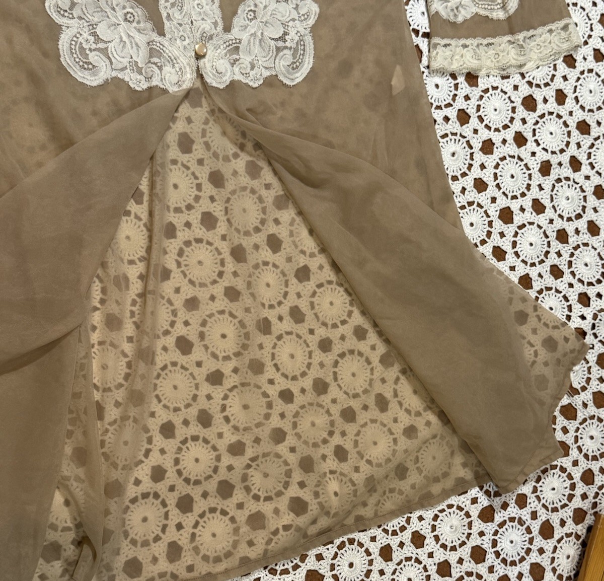 Vtg 60s 70s Gilead Sexy Nylon Lace peignoir Sheer Coverup Romantic Lounge As Is