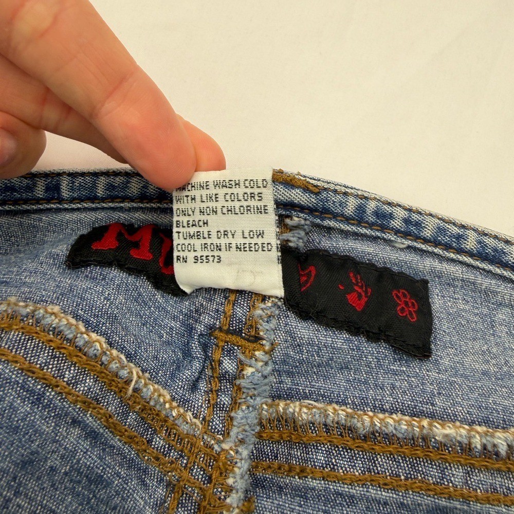 Vintage Y2K Mudd Lace Up Side Denim Capri Jeans Low Rise Raw Hem Mall McBling 2