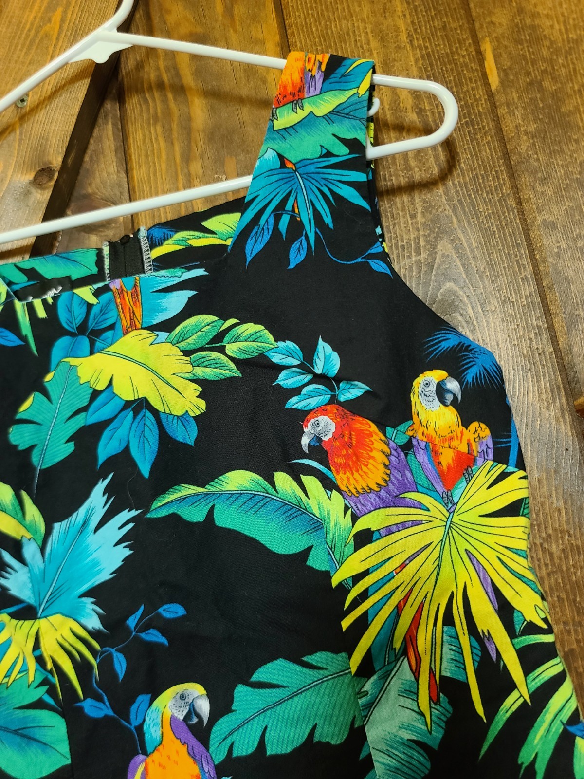 Vintage Shannon Marie Tropical Mini Dress Made In USA Size S / M Black Hawaiian
