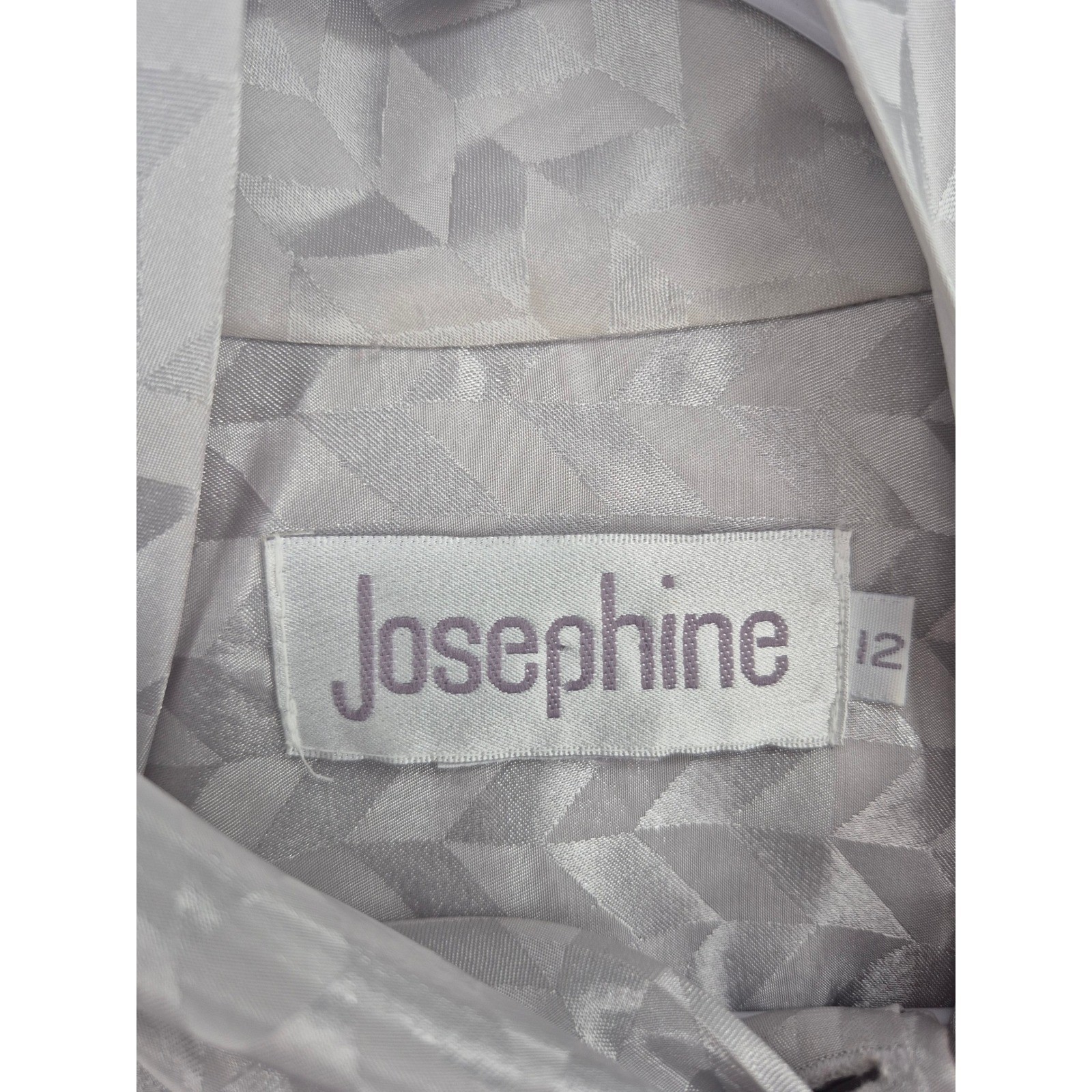 Josephine Womens Blouse Silver Gray Bow Chevron Jacquard Vintage 12