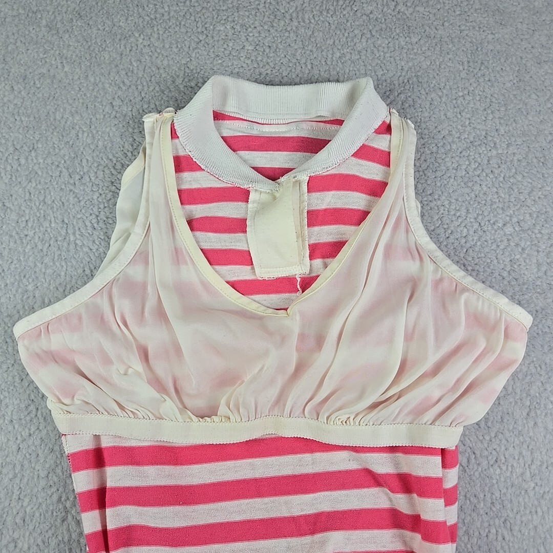 Vintage Pink & White Striped Summer Top by Supportops Made in the USA Size Med