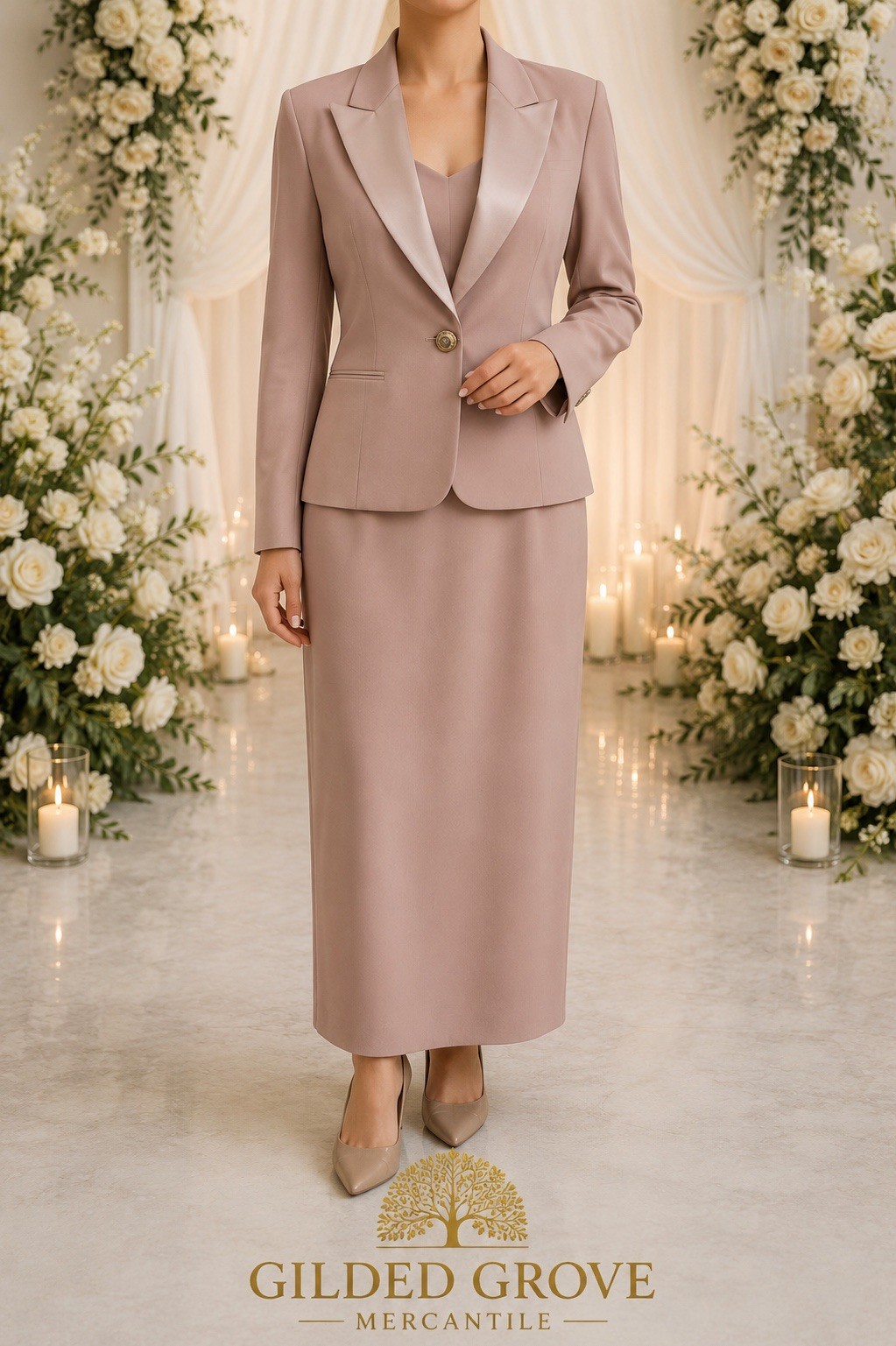 YL By Yair 3 Piece Dress Suit Mother of Bride Formal Wedding Blush Sz 6 Y2K