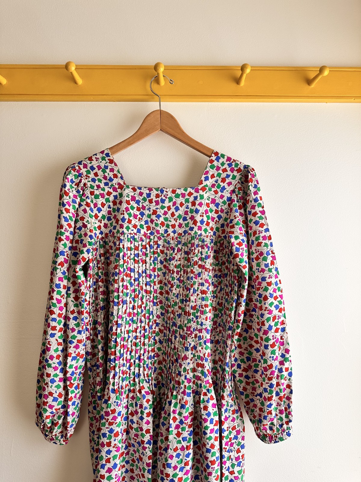 Vintage 80s YVES SAINT LAURENT YSL Rive Gauche made in France floral silk dress