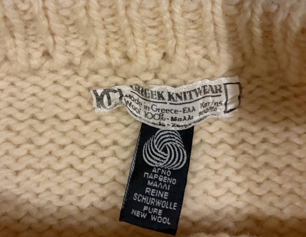 Vintage Chunky Sweater Made In Greece 100% Wool Hand Knit