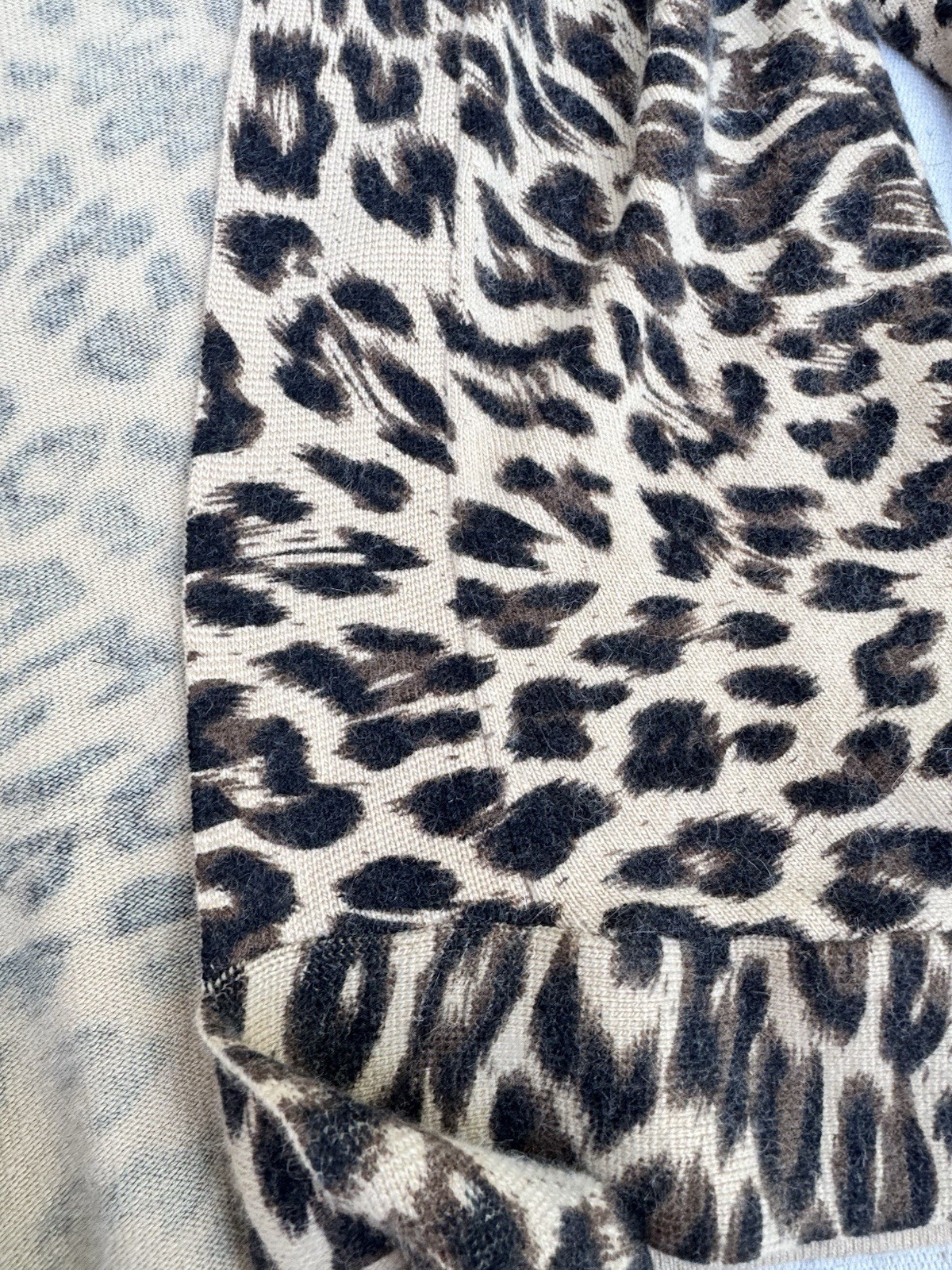 Vintage 1990s Y2K Leopard Print Wrap Top Angora Sweater Animal Print