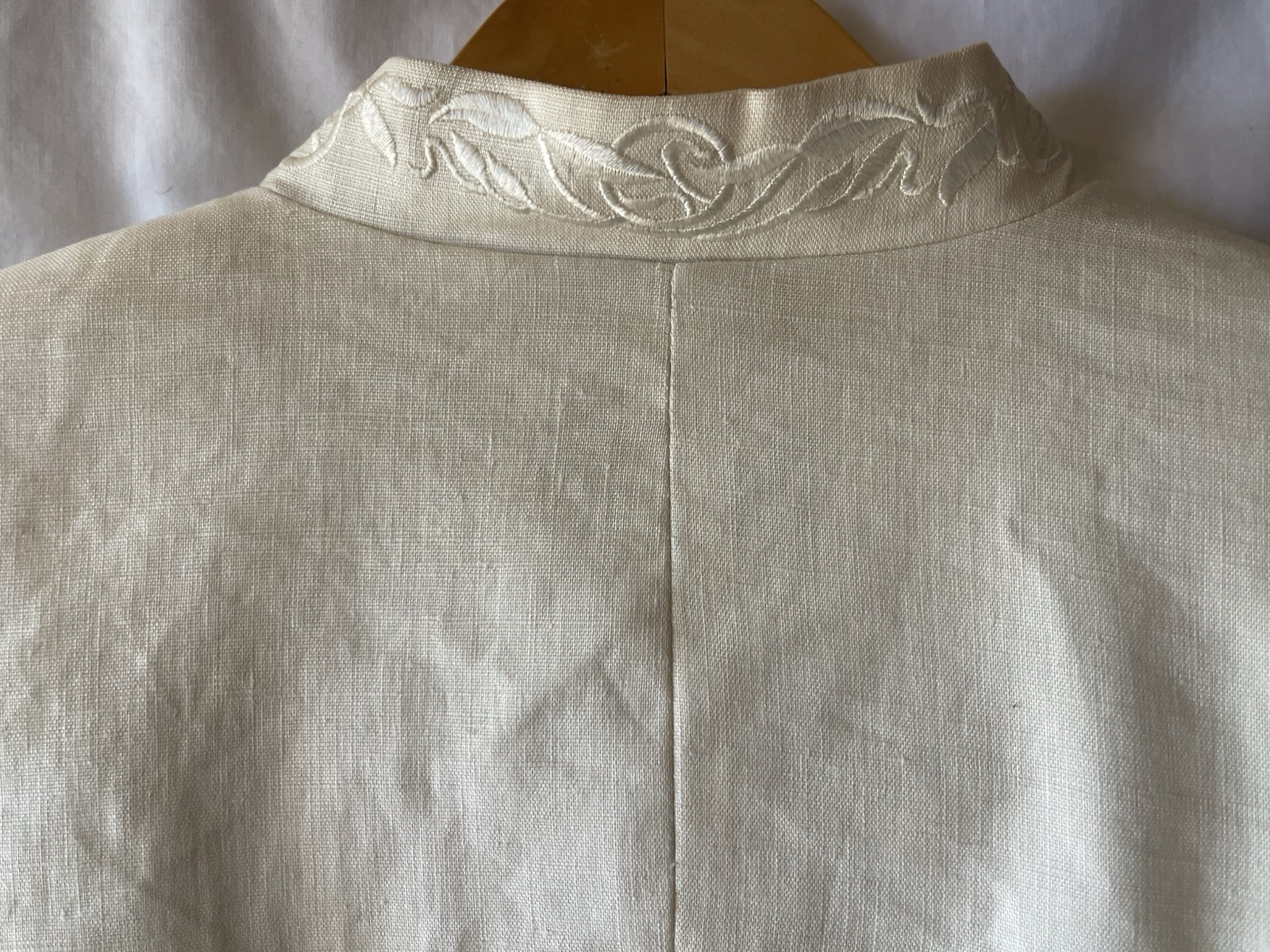 Vintage VALERIE STEVENS Pure Linen, 12, Cream Long Blazer Mandarin Collar NWT