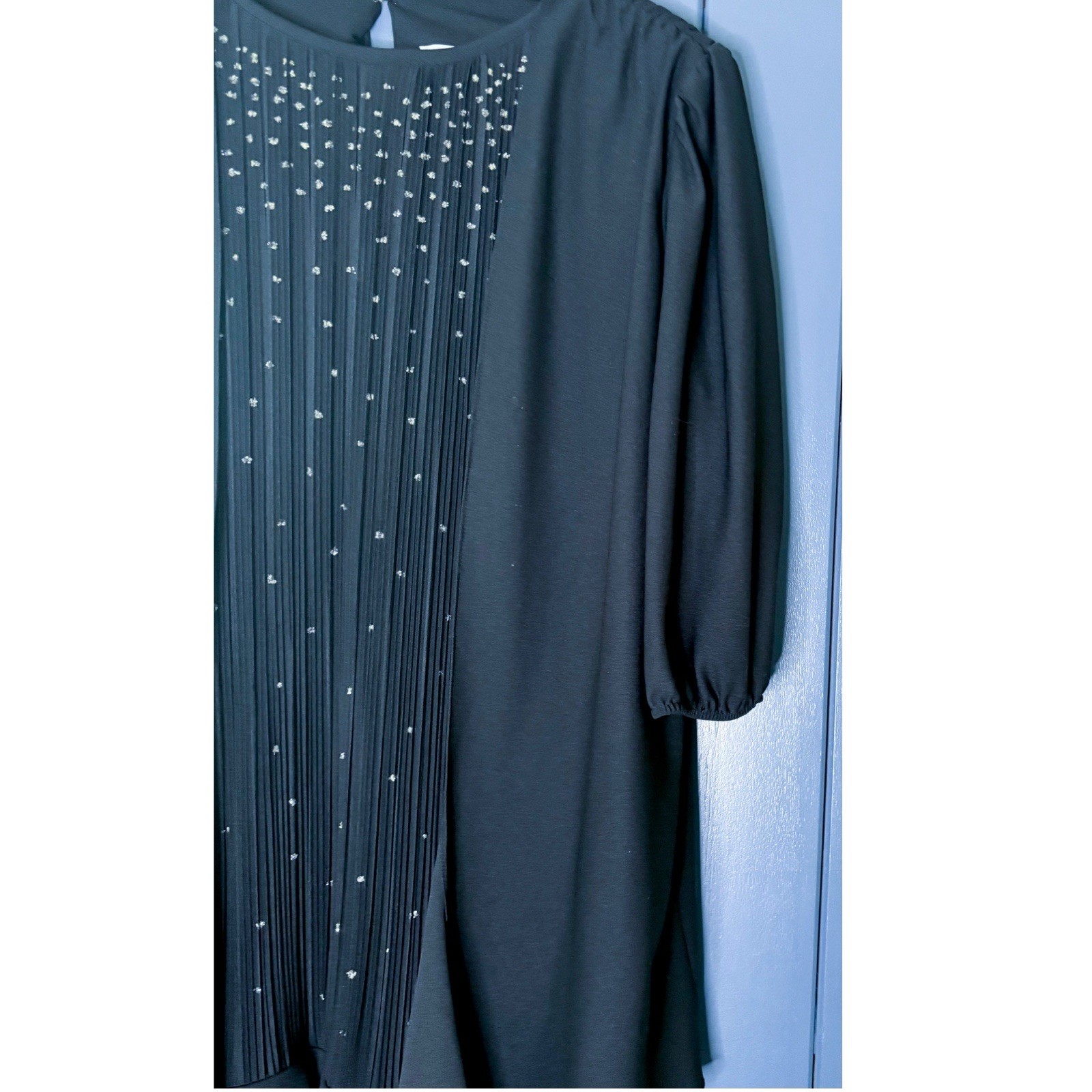 Vintage Black Sparkle Pleated Dress Size 22W Whimsygoth Goth Witch Core Costume