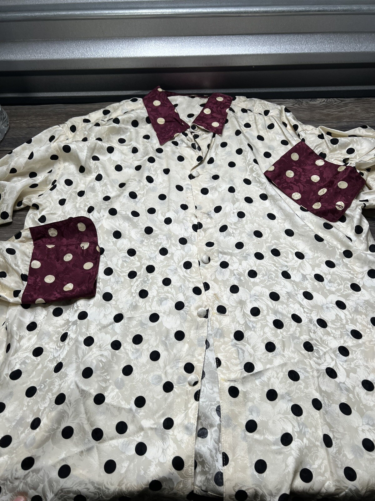 Vintage 60s White Stag Women’s Polka Dot White Dagger Collar