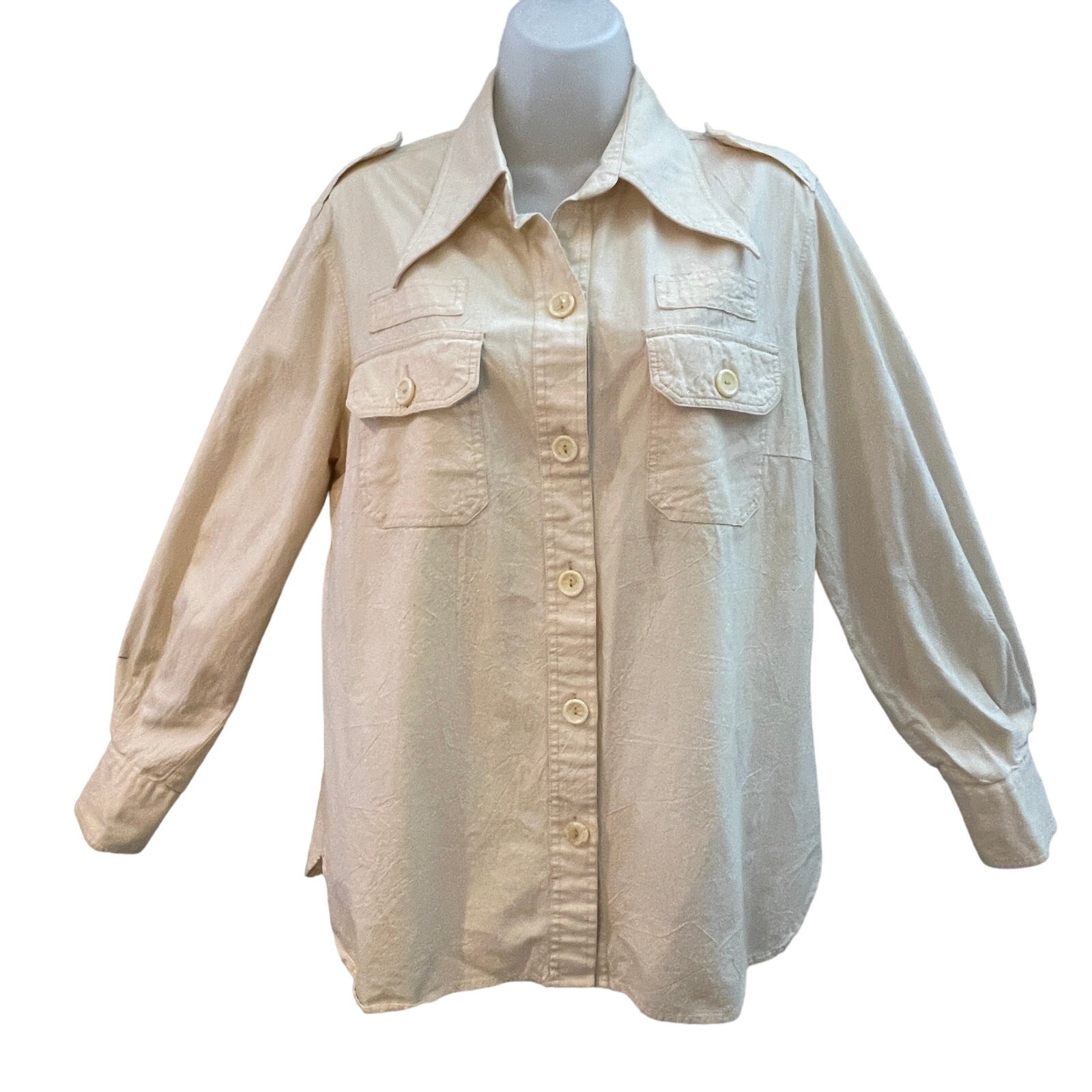 VINTAGE 70s Loubella Extendables Muslin Safari Shirt Size 16/17