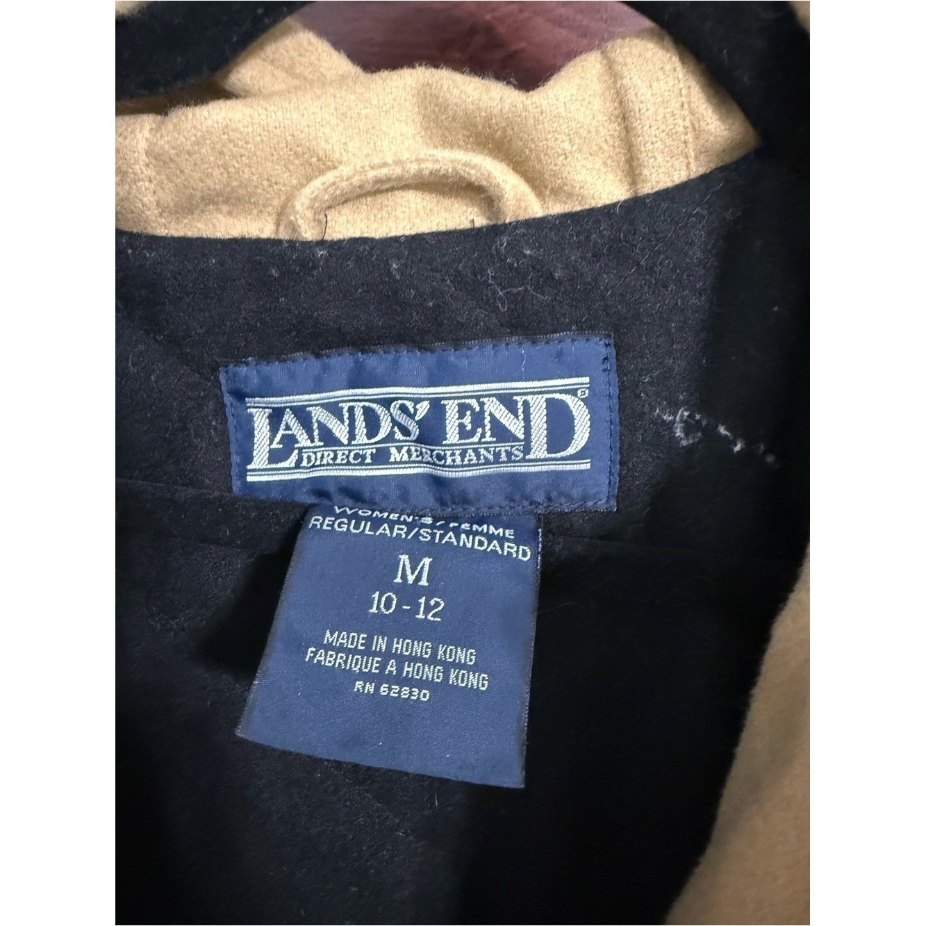 Lands’ End Camel Hooded Toggle Pea Coat Wool Original Tiroler Loden Vintage