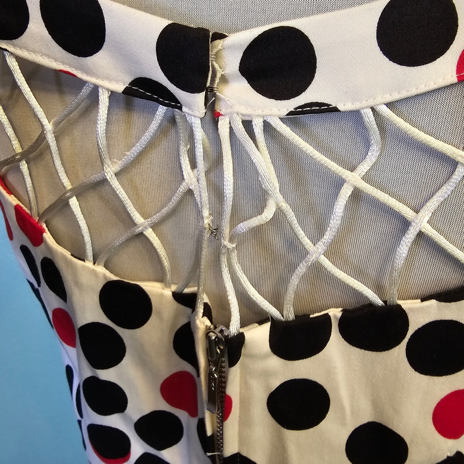 Tatyana Alika Polka Dot Fit Flare Dress XL Retro Rockabilly Pinup