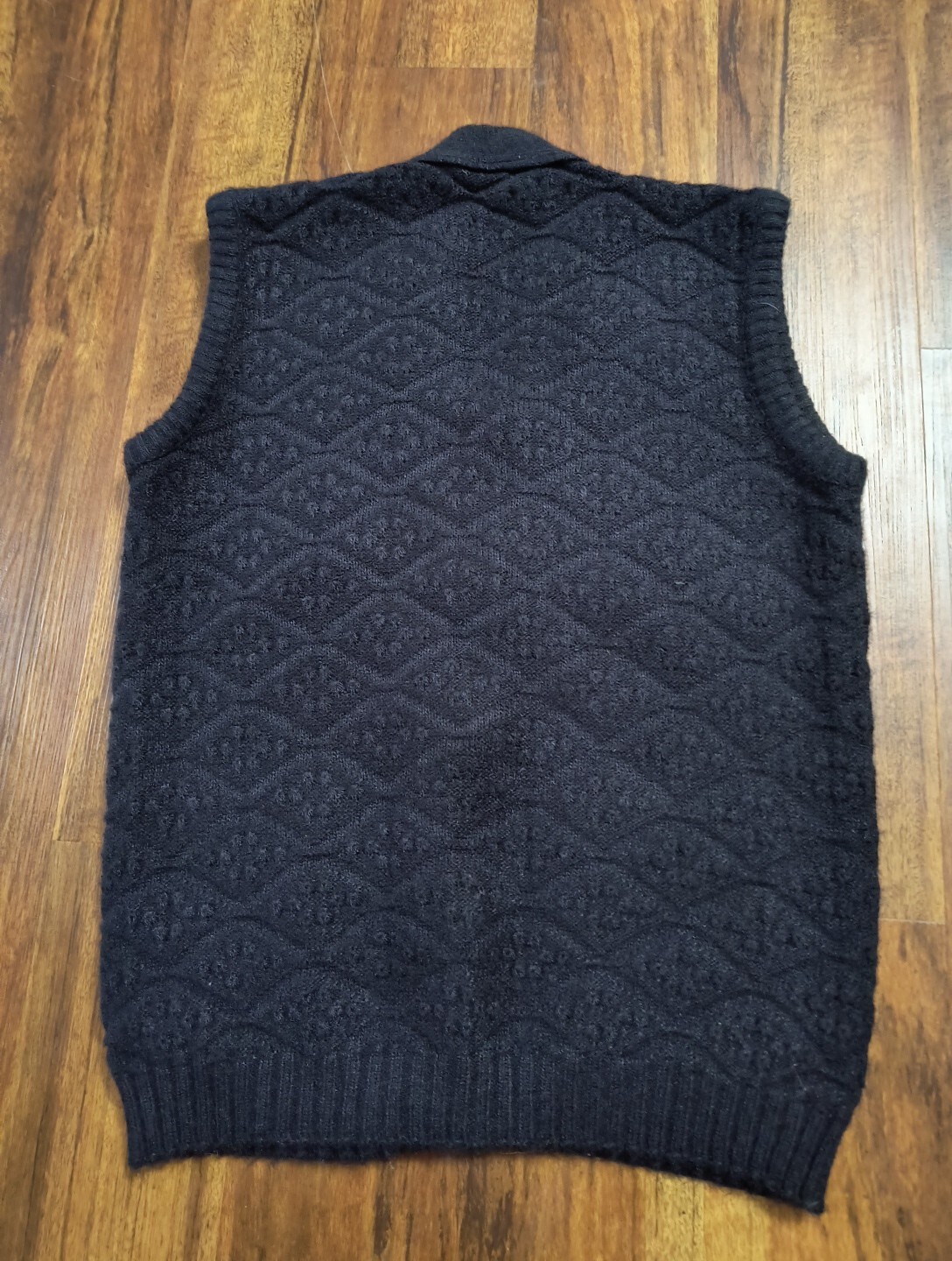 Vintage Marvin Turbo Orlon Acrylic Black Button Up Sweater Vest With Pockets USA