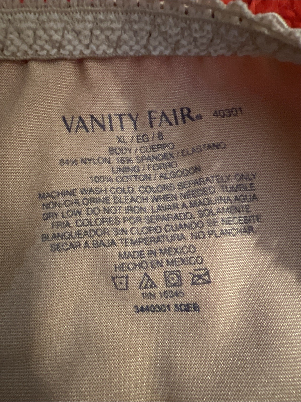 VTG Vanity Fair Panties Second Skin Glossy Satin Beige Nude 8 XL Mexico