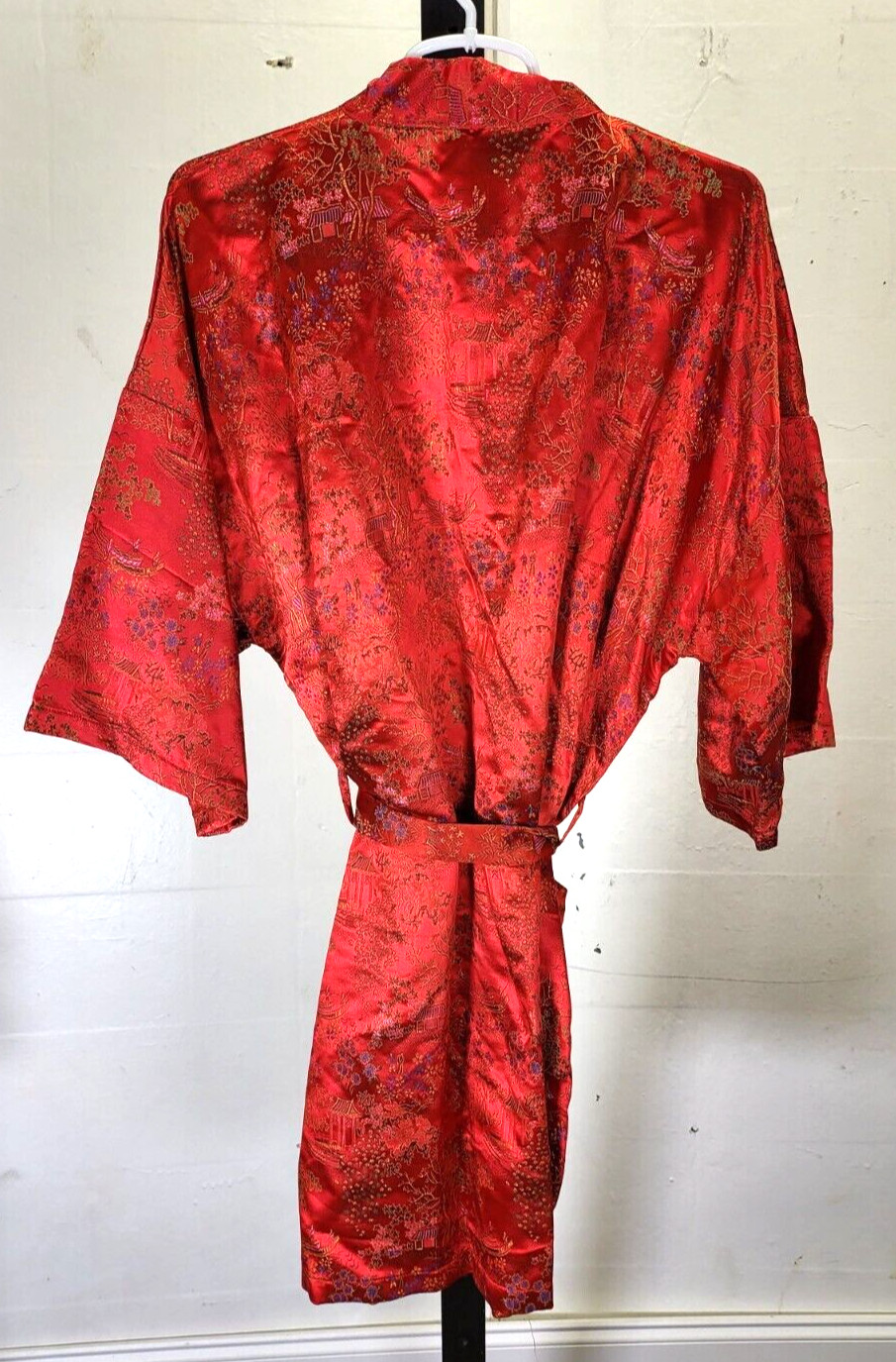 Red 100% Silk Kimono Robe Vintage Double Peach New With Tag Size F2 US 8