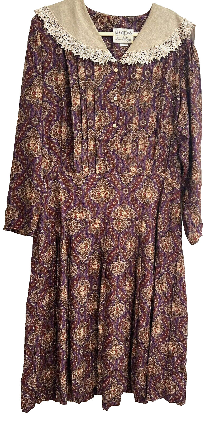 VTG Union Made Dress SZ 14 Sailor Collar Drop Waist Pleated Donna Morgan USA