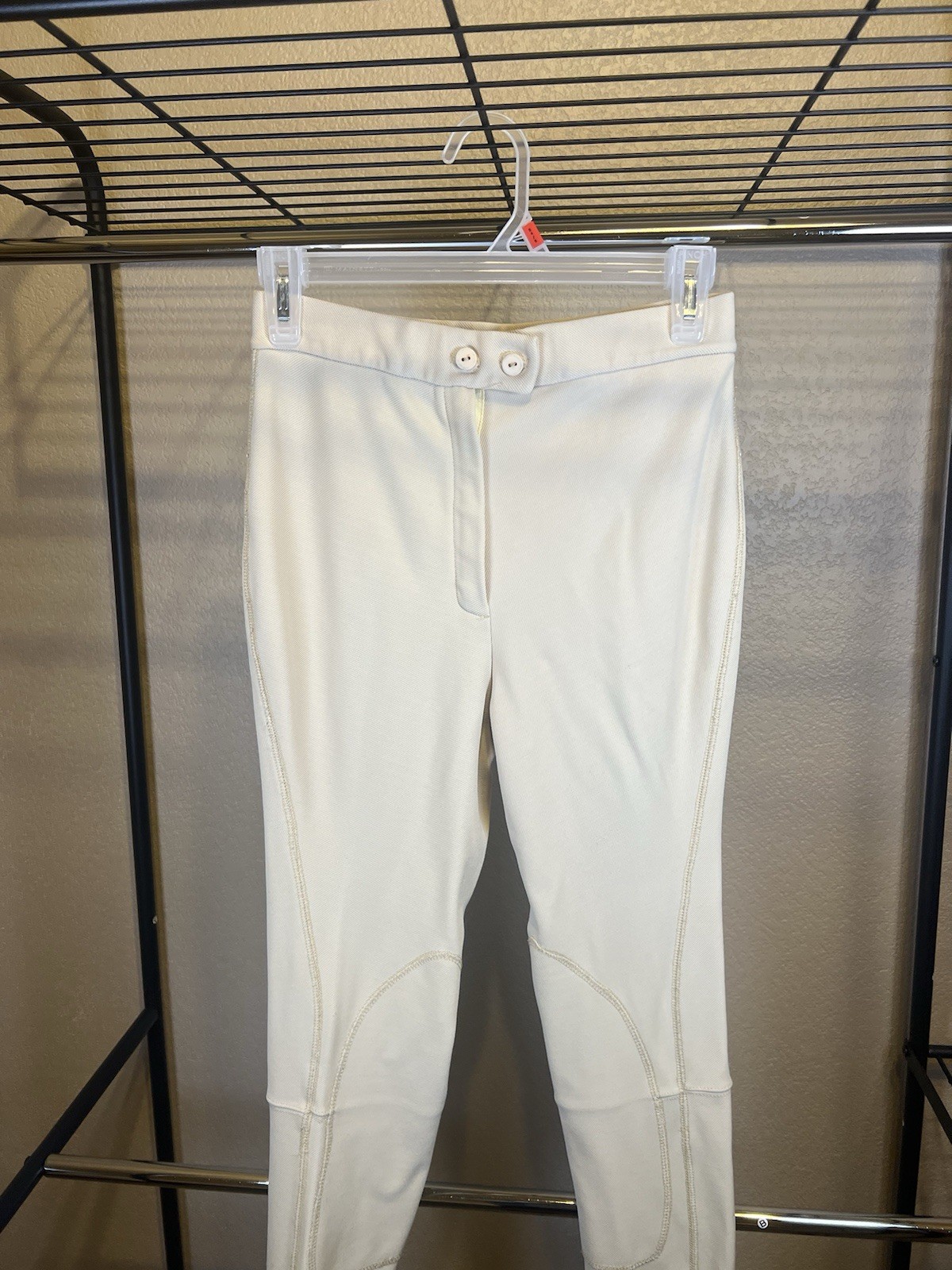 Vintage Tape Measure Pants Medium Cream Tan Made in USA High Waist Stretch