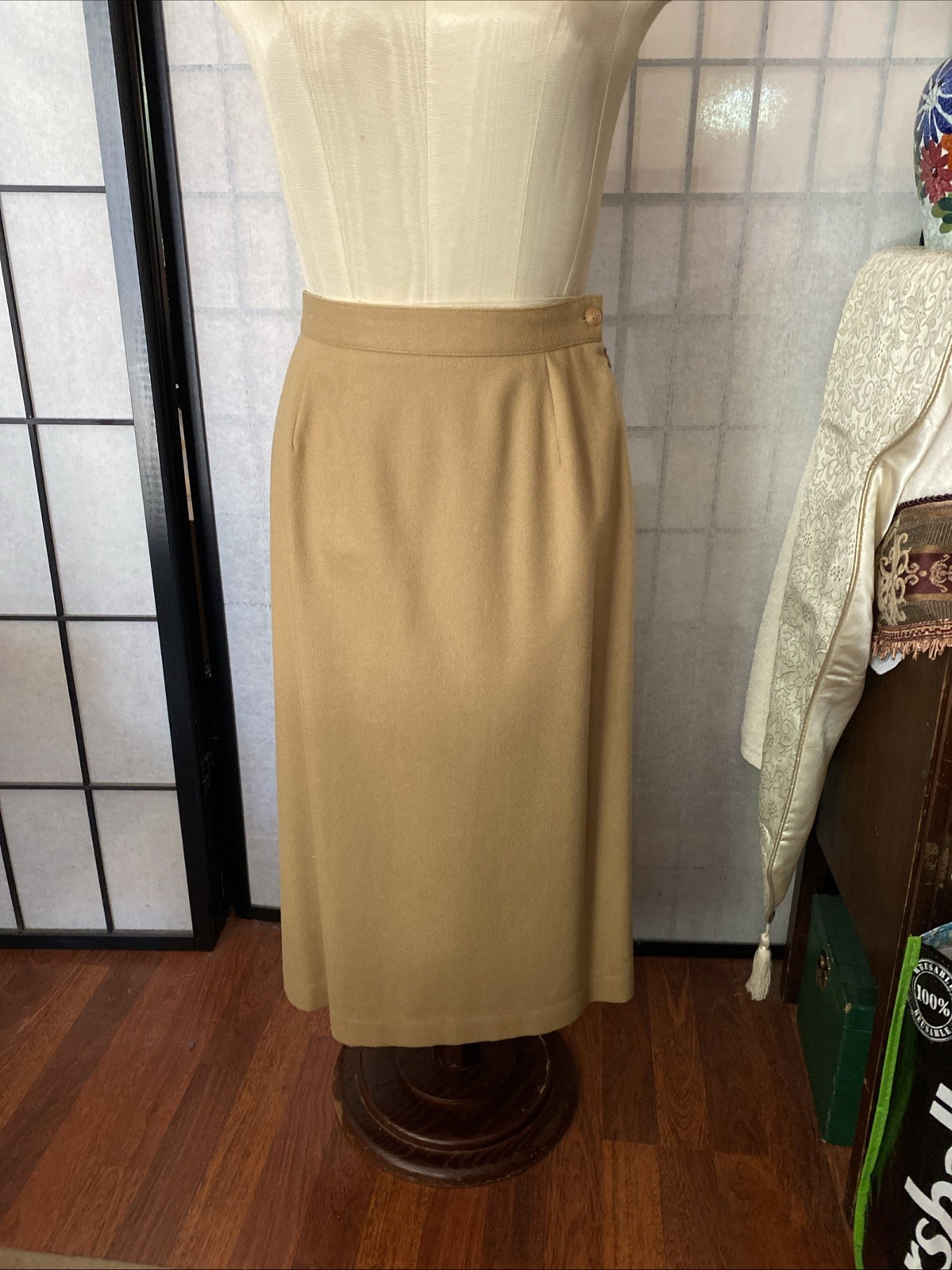 Celeste Sport VTG 70s Women 6 Camel 100% Wool Satin-lined Midi Skirt