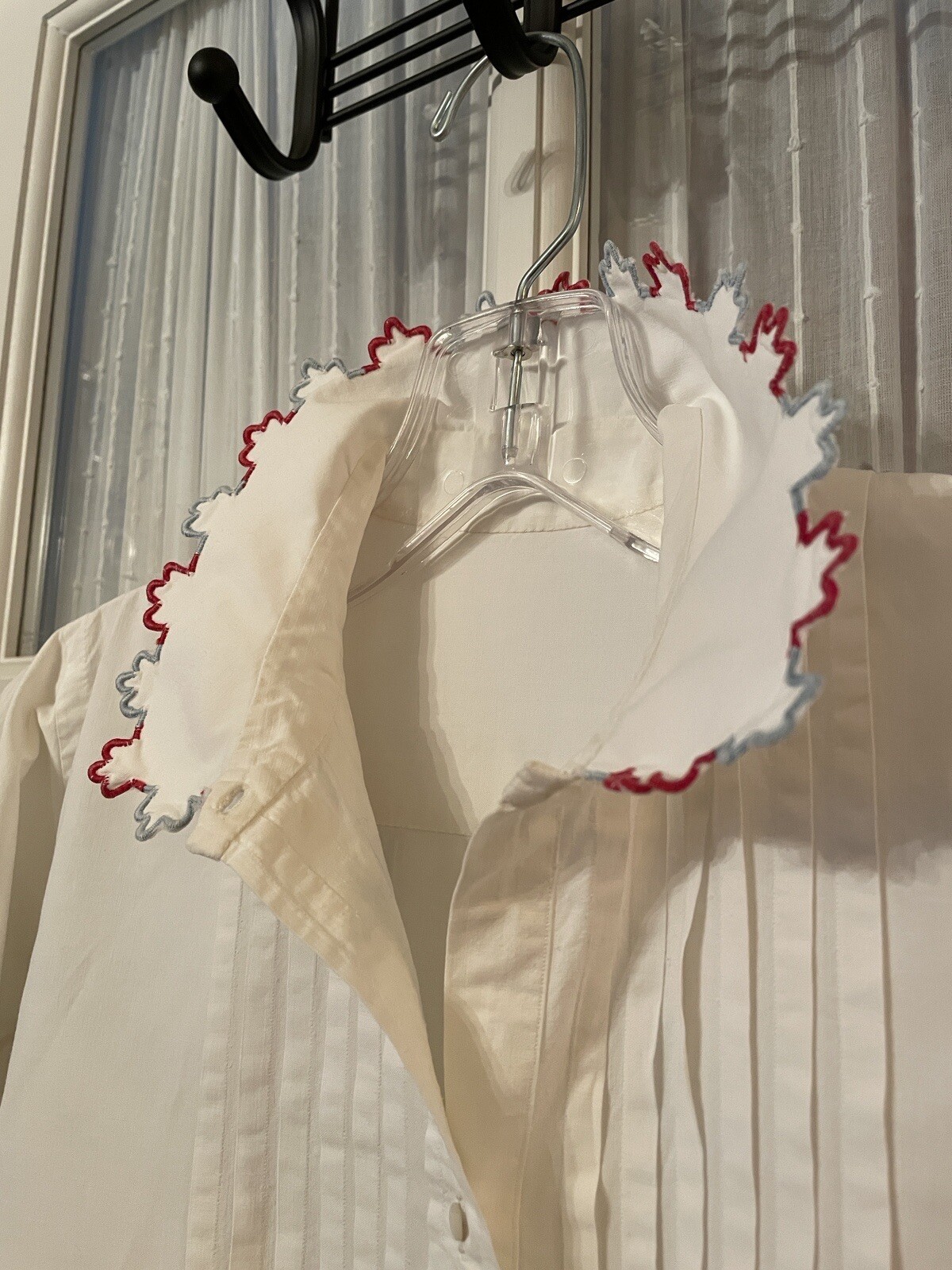 French Victorian antique cotton dress circa 1890-1901 – hand embroidered details