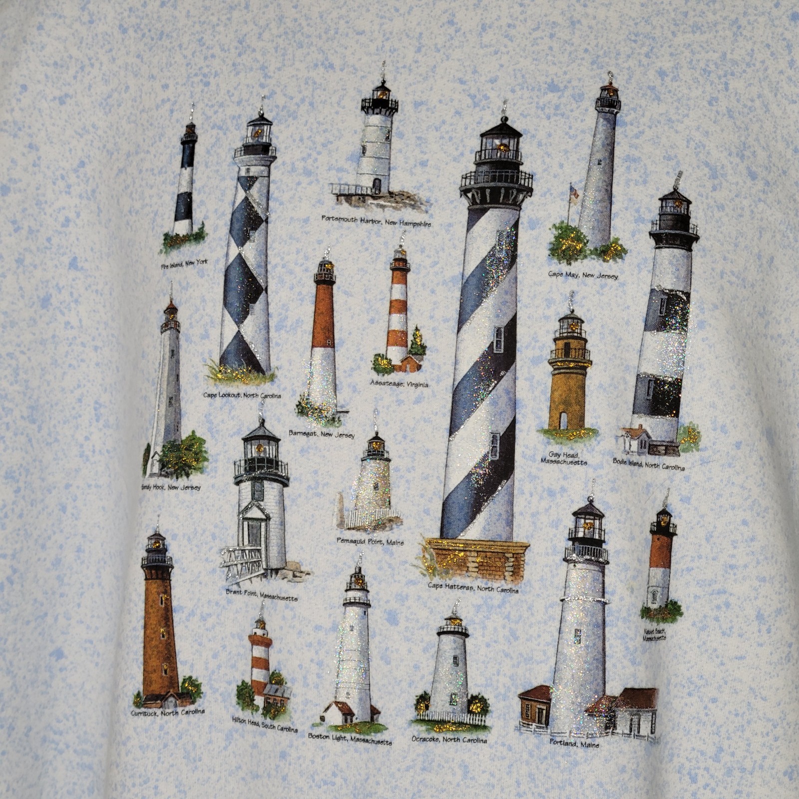 Vintage Hanes East Coast Lighthouses Women’s Crewneck Color Splash Sweatshirt XL