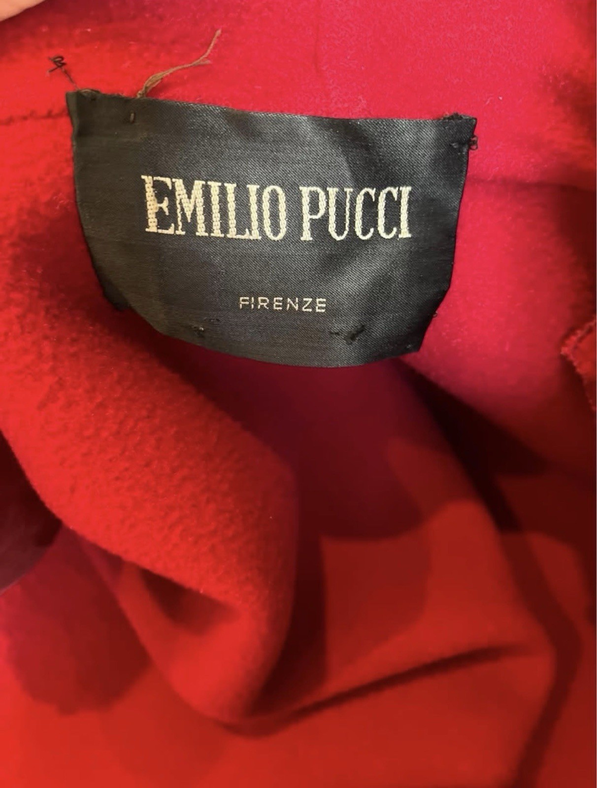 Emilio Pucci Red Wool Long Overcoat Coat Size 10 Button Closure Pockets