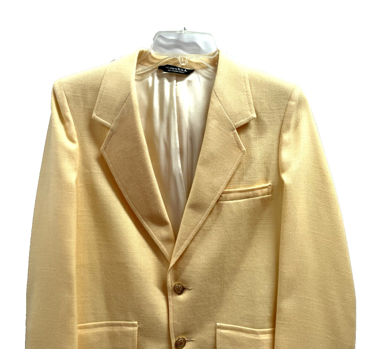 ANDHURST Women’s VTG 2-Button Lined Yellow Blazer Jacket USA Brass Buttons Sz SM