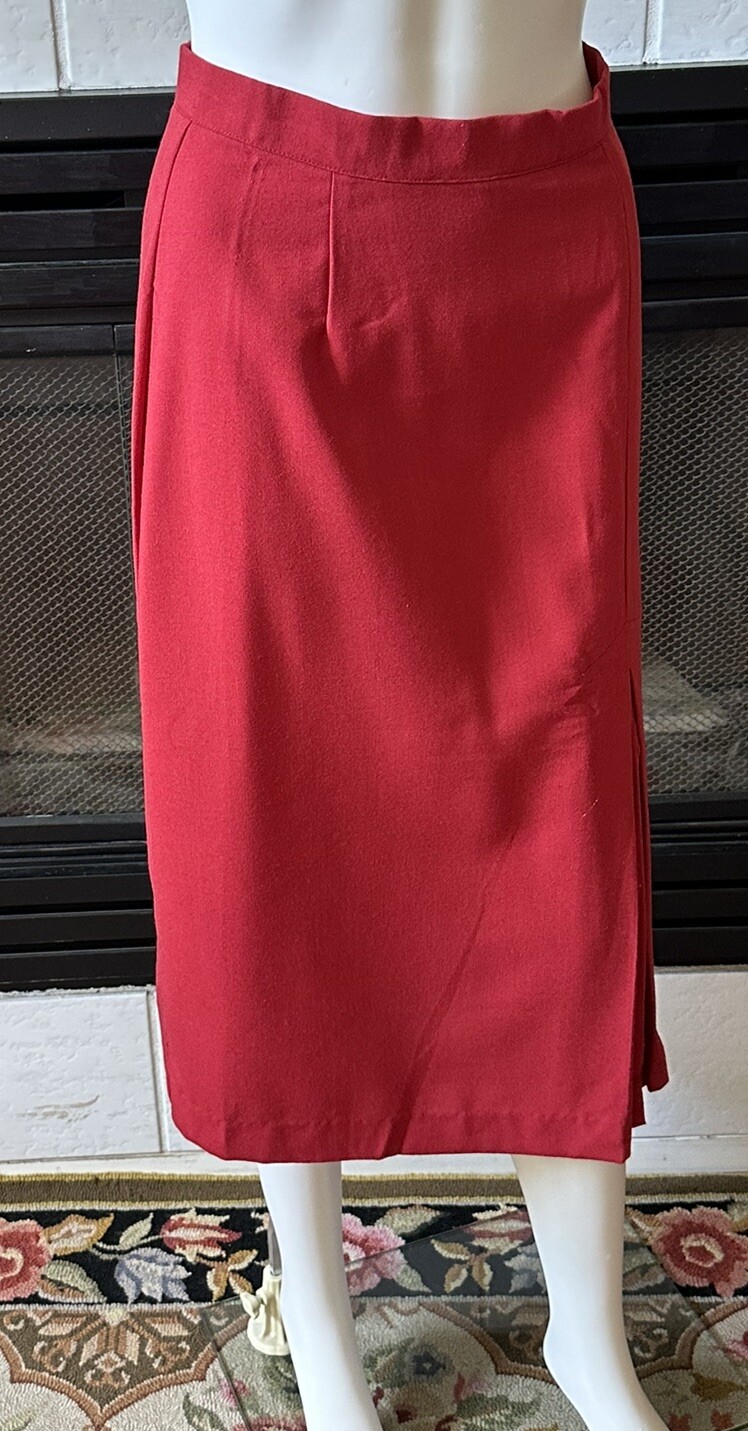 Vintage You Babes Red Skirt W/ Front Slit Juniors Size 9 Waist 26” Hips 36”