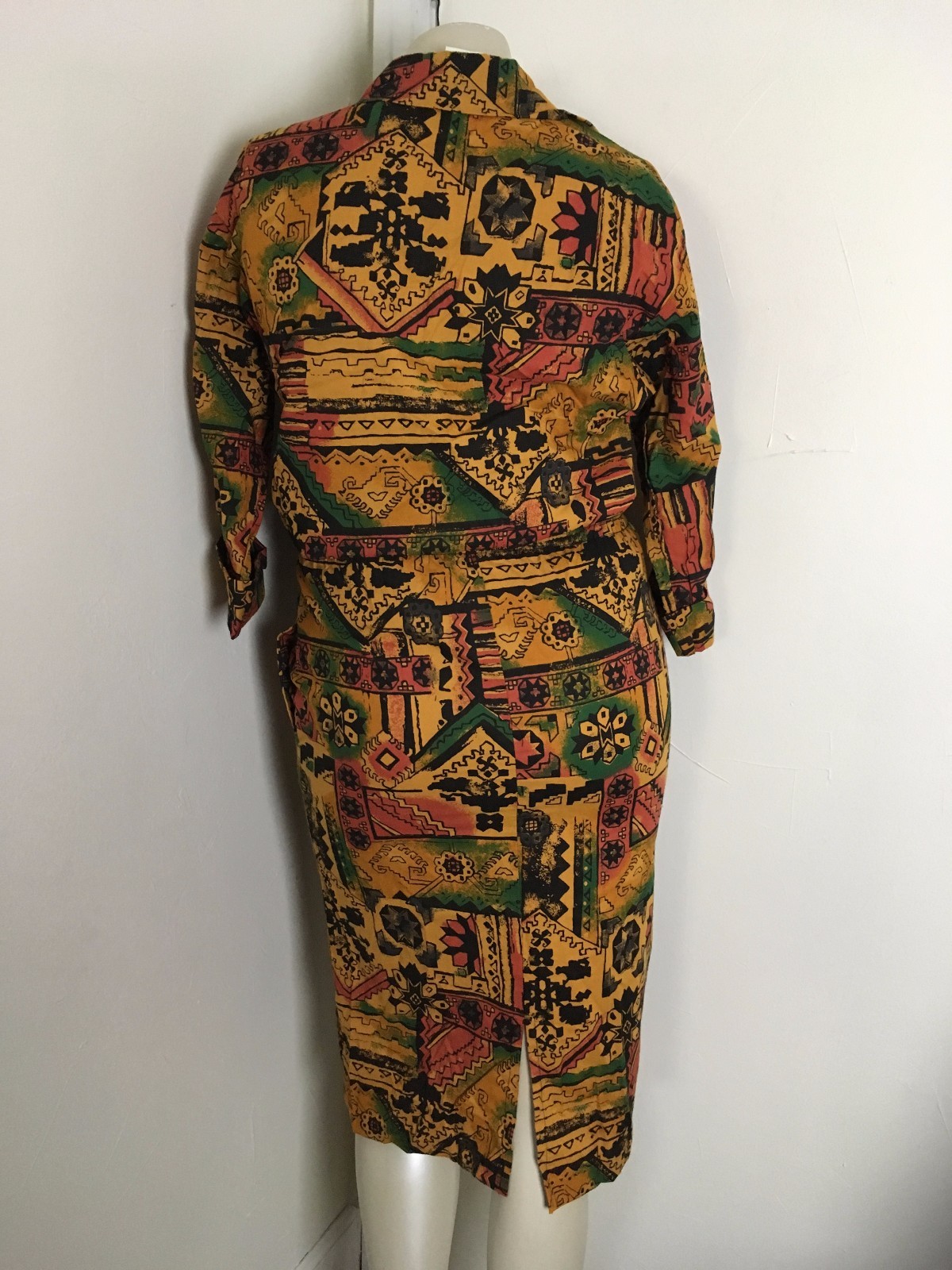80s Vintage 2pc L Skirt Shirt Outfit Set Ethnic Tribal Novelty Tropical Spanish
