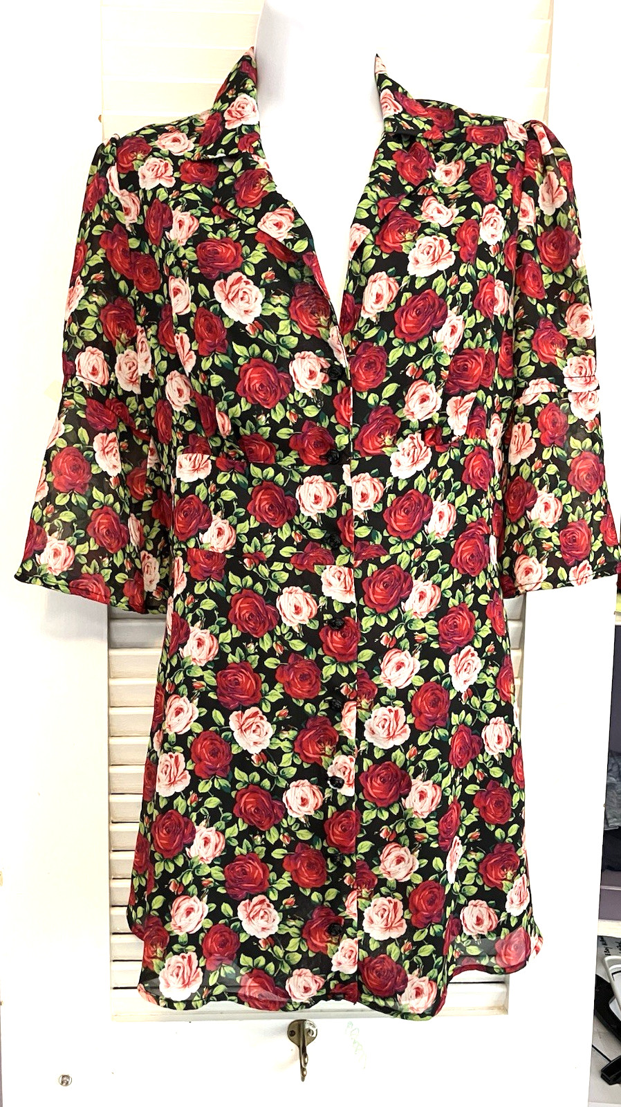 Vintage SZ 10 BETSEY JOHNSON Y2K Retro 80’s Cabbage Rose Romance Mini Dress