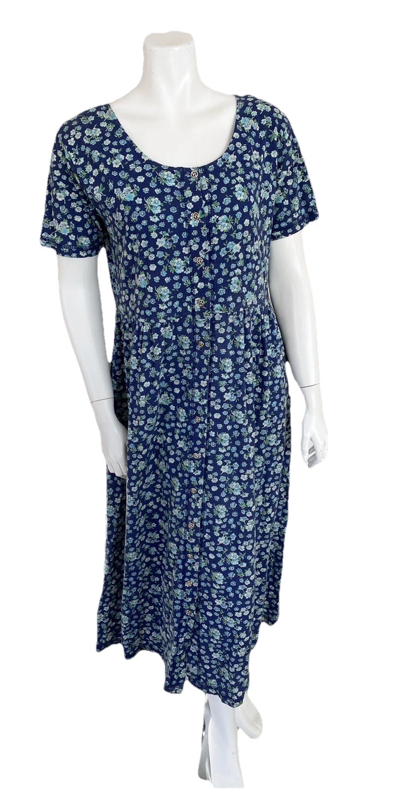 Vintage Floral Dress Angela Studio Swing Blue Midi Small