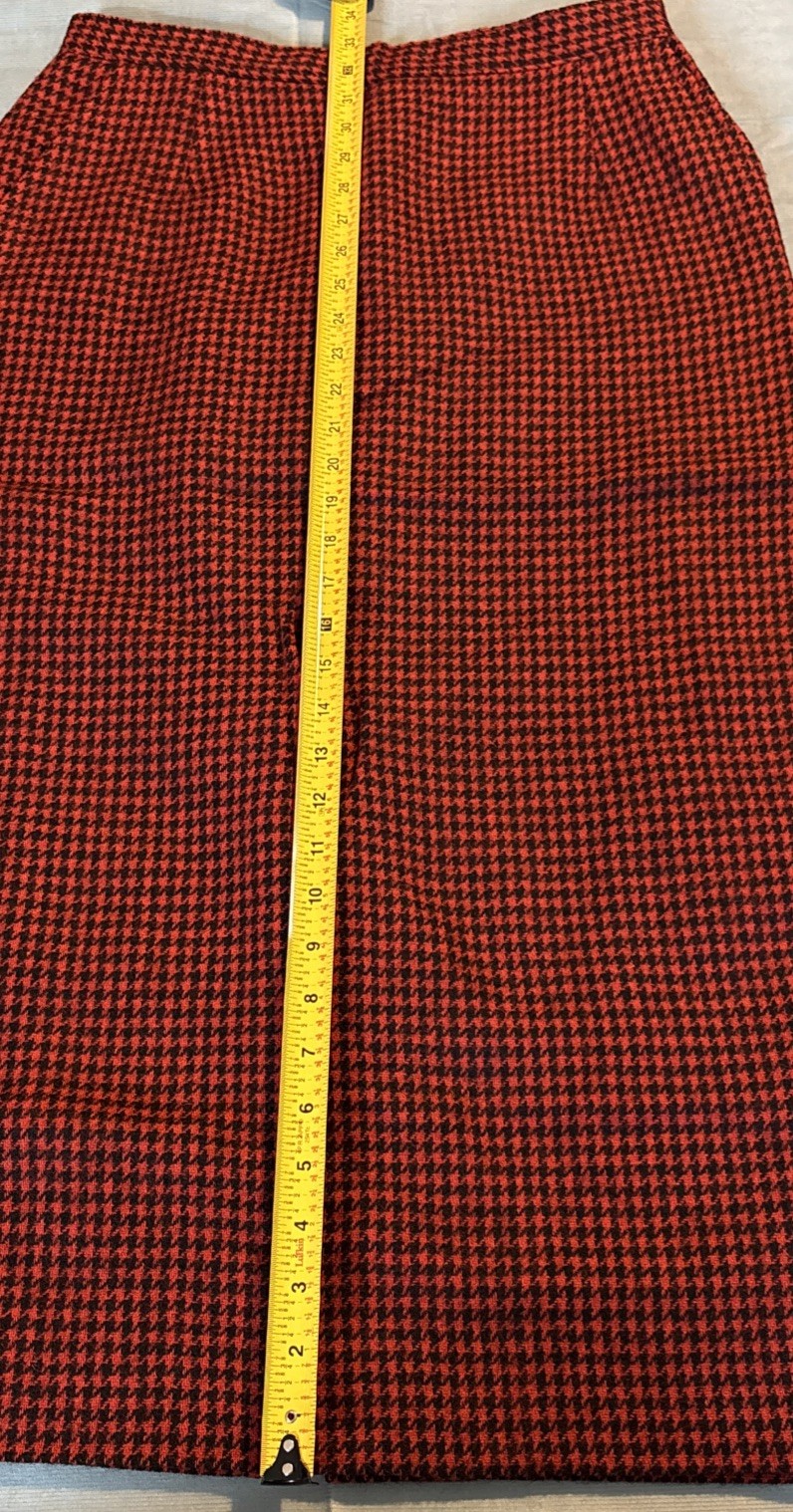 Vintage Brooks Brothers Red Houndstooth Wool Skirt