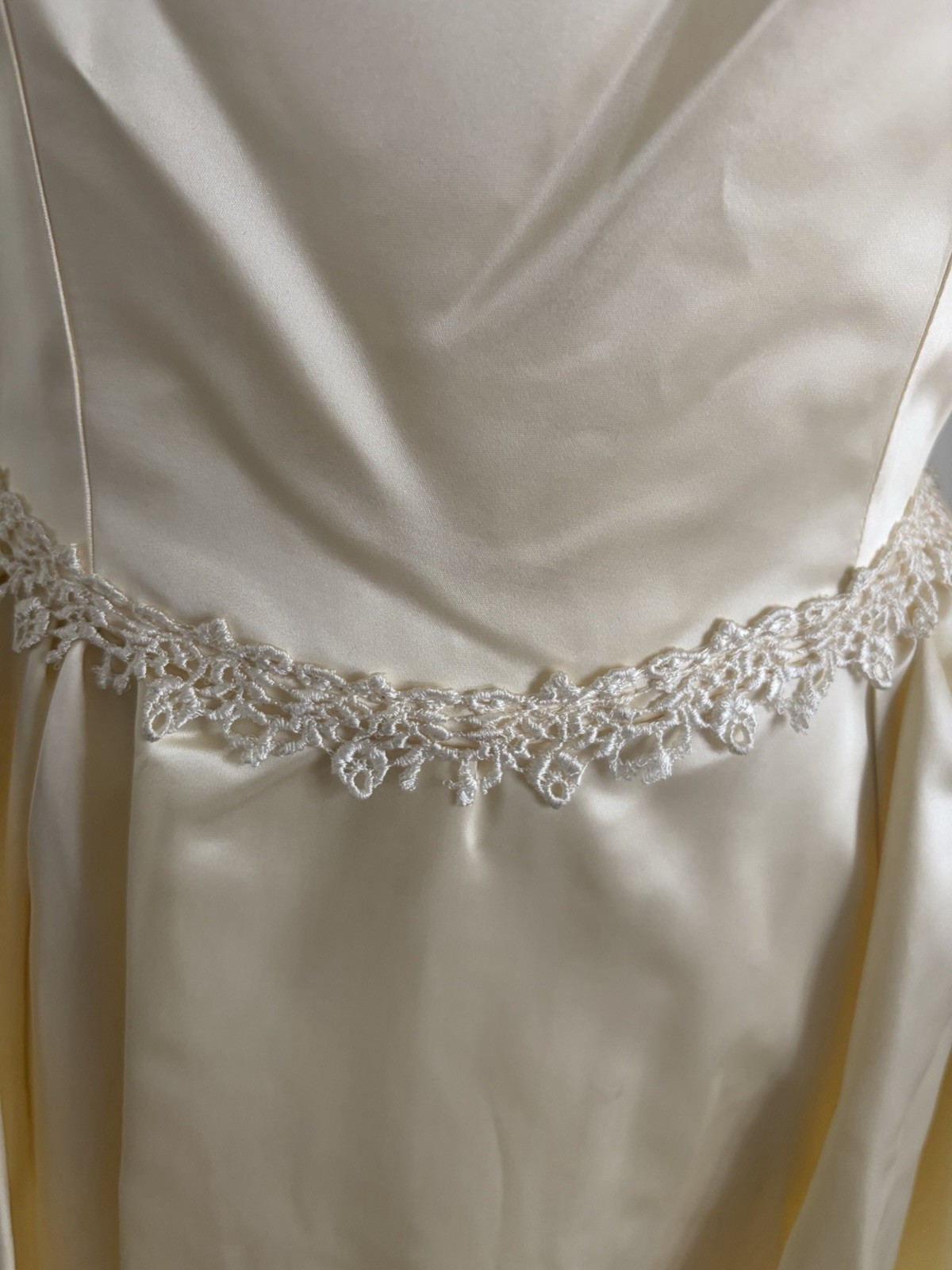 Vintage Susan Lanes Country Elegance Satin Prairie Wedding Dress Sz 10 Cream NWT