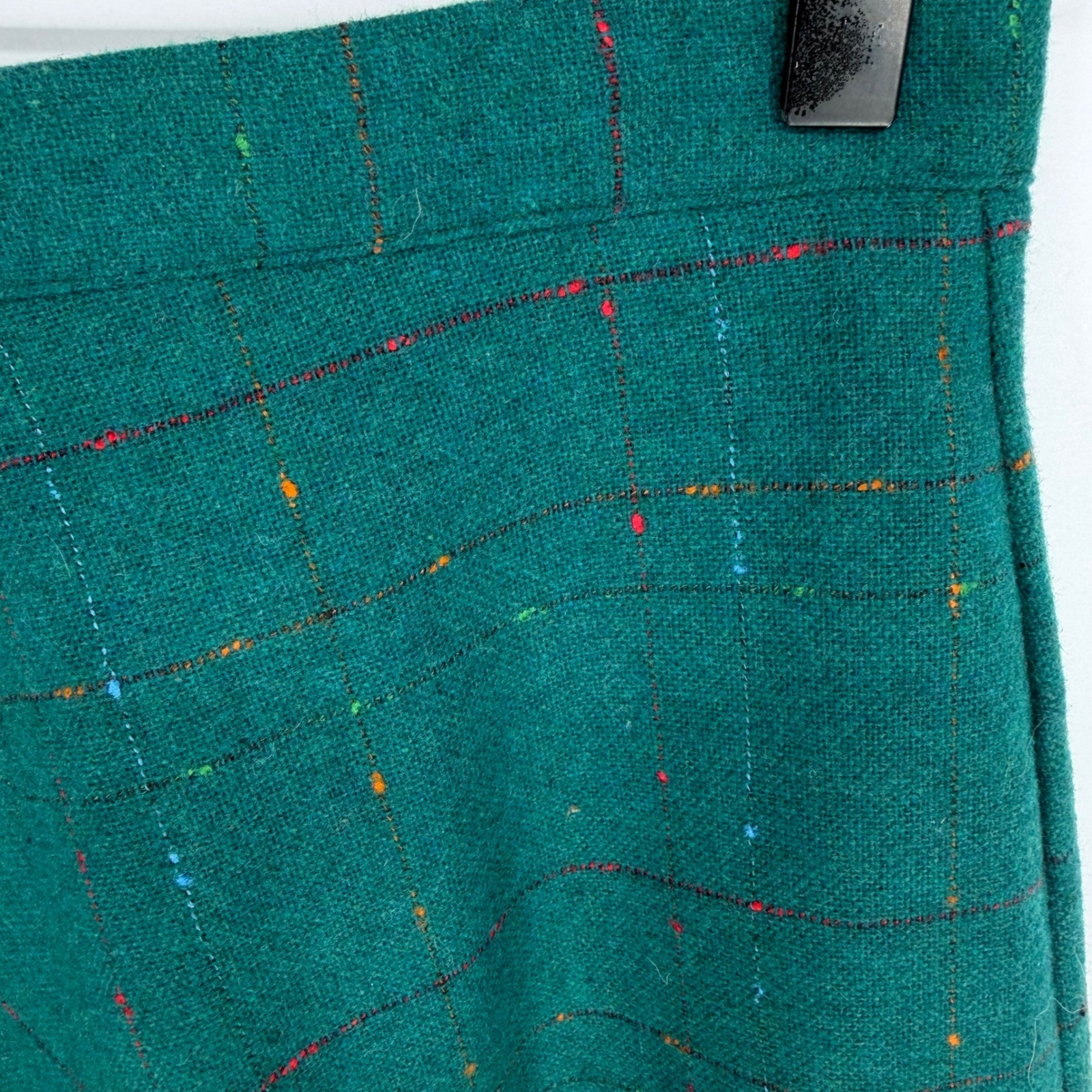 VTG 70s Hunter Green Donegal Speckled Knit Skirt Size 5 Dark Academic Boho Chic